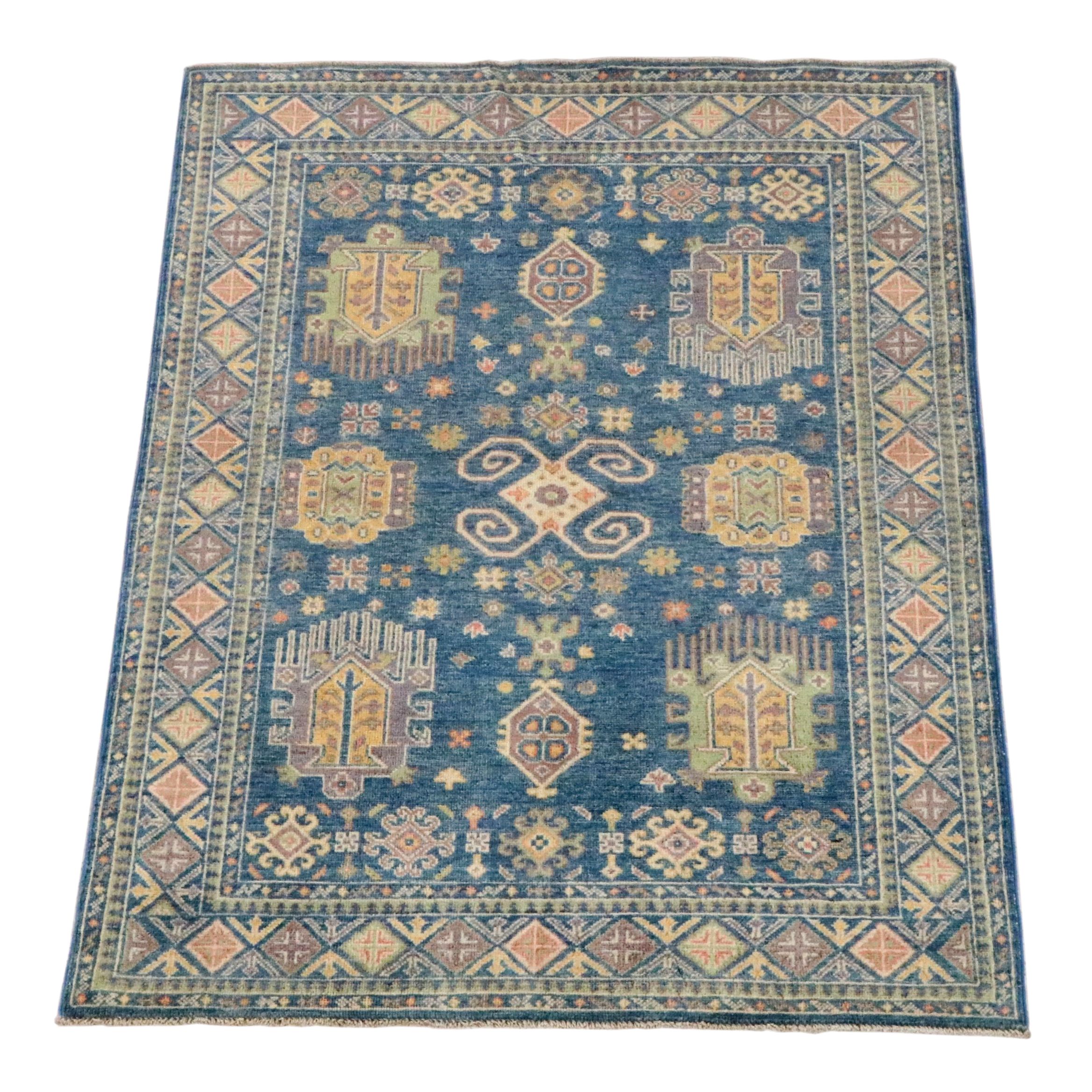 4' x 5'8 Hand-Knotted Afghan Kazak Area Rug