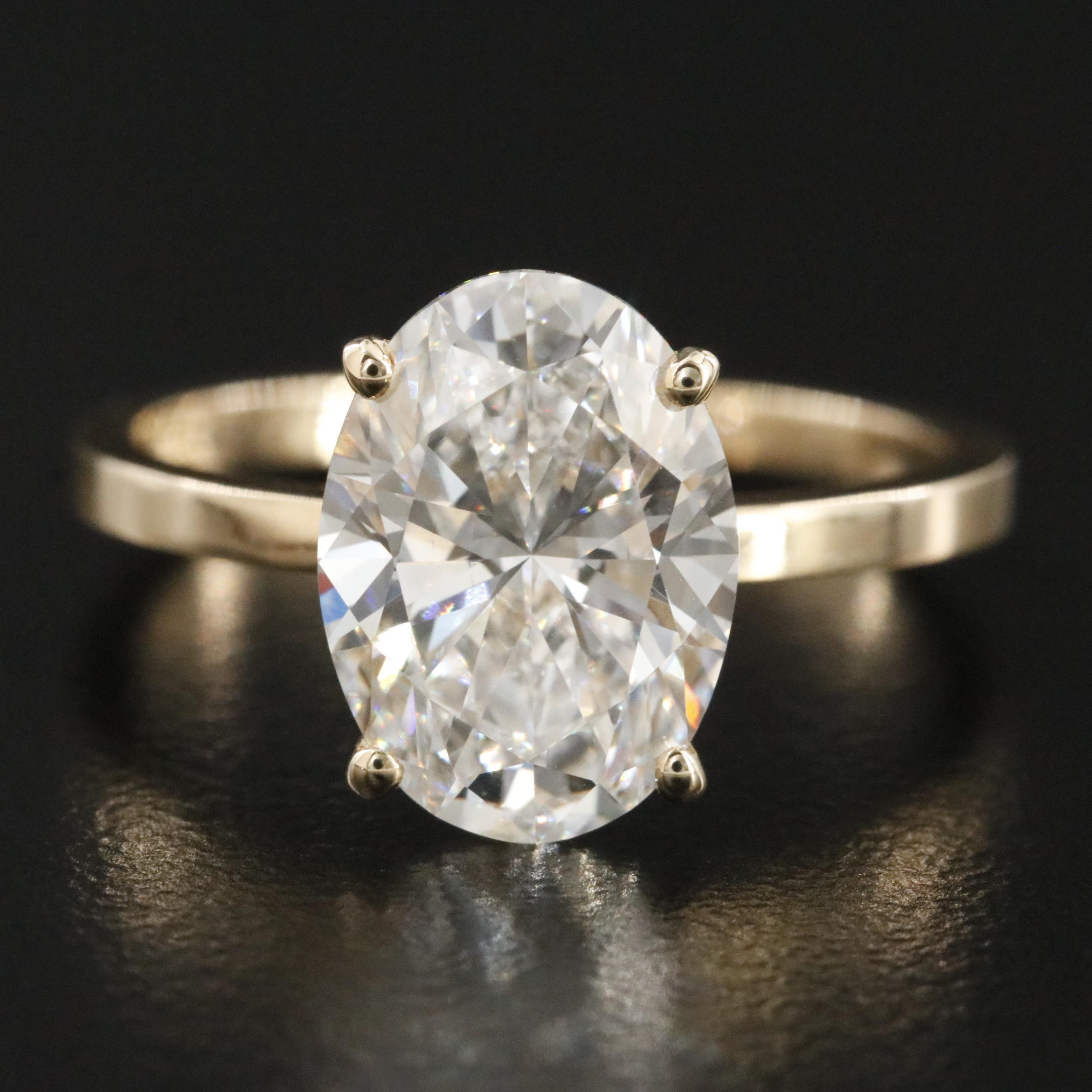 14K 3.04 CT Lab Grown Diamond Solitaire Ring with IGI Report