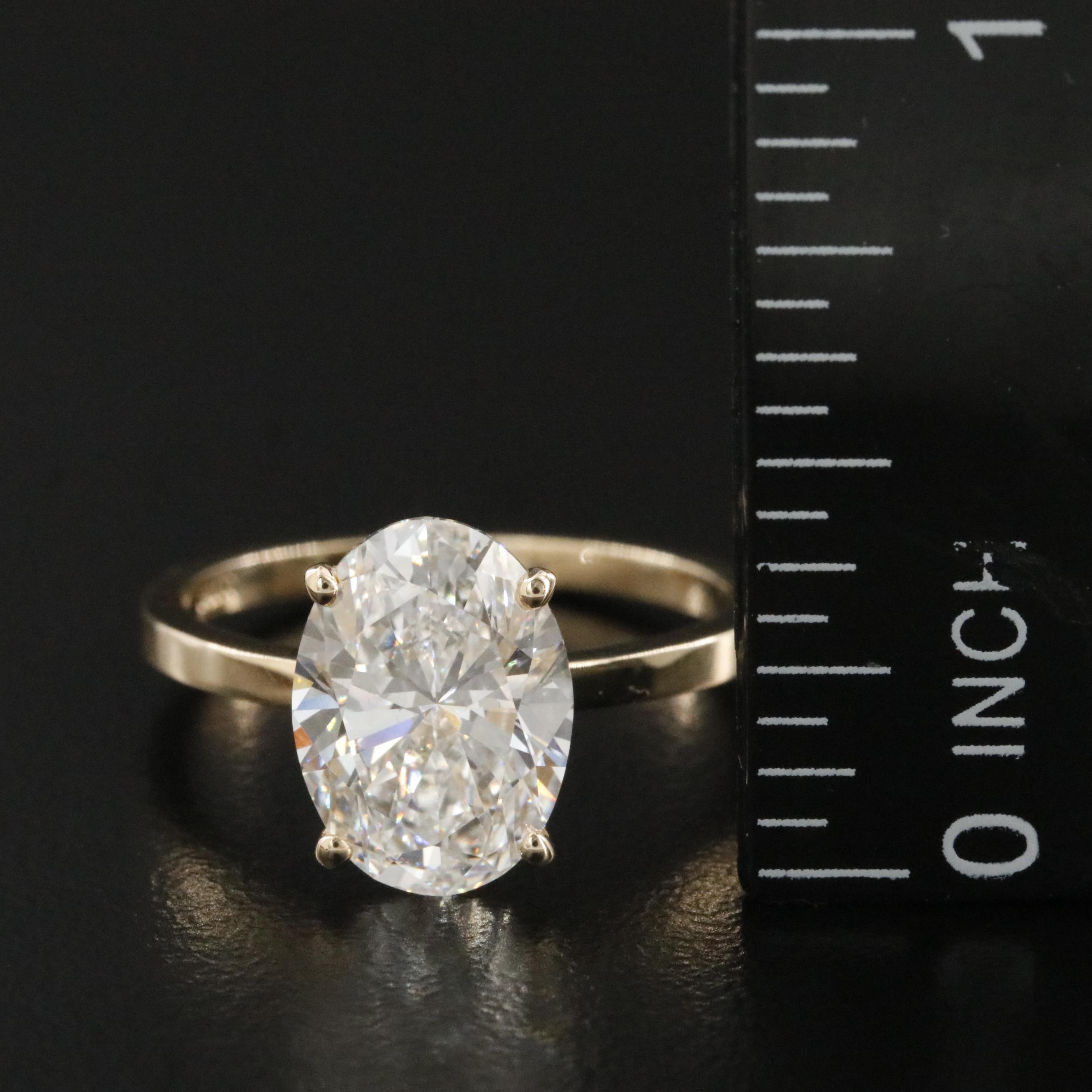14K 3.04 CT Lab Grown Diamond Solitaire Ring with IGI Report