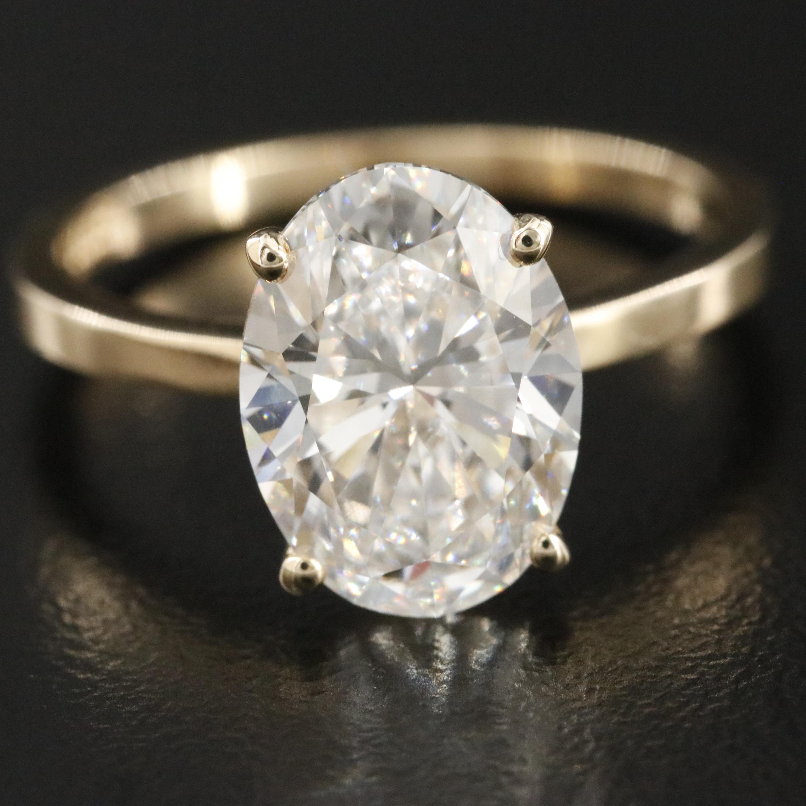 14K 3.04 CT Lab Grown Diamond Solitaire Ring with IGI Report