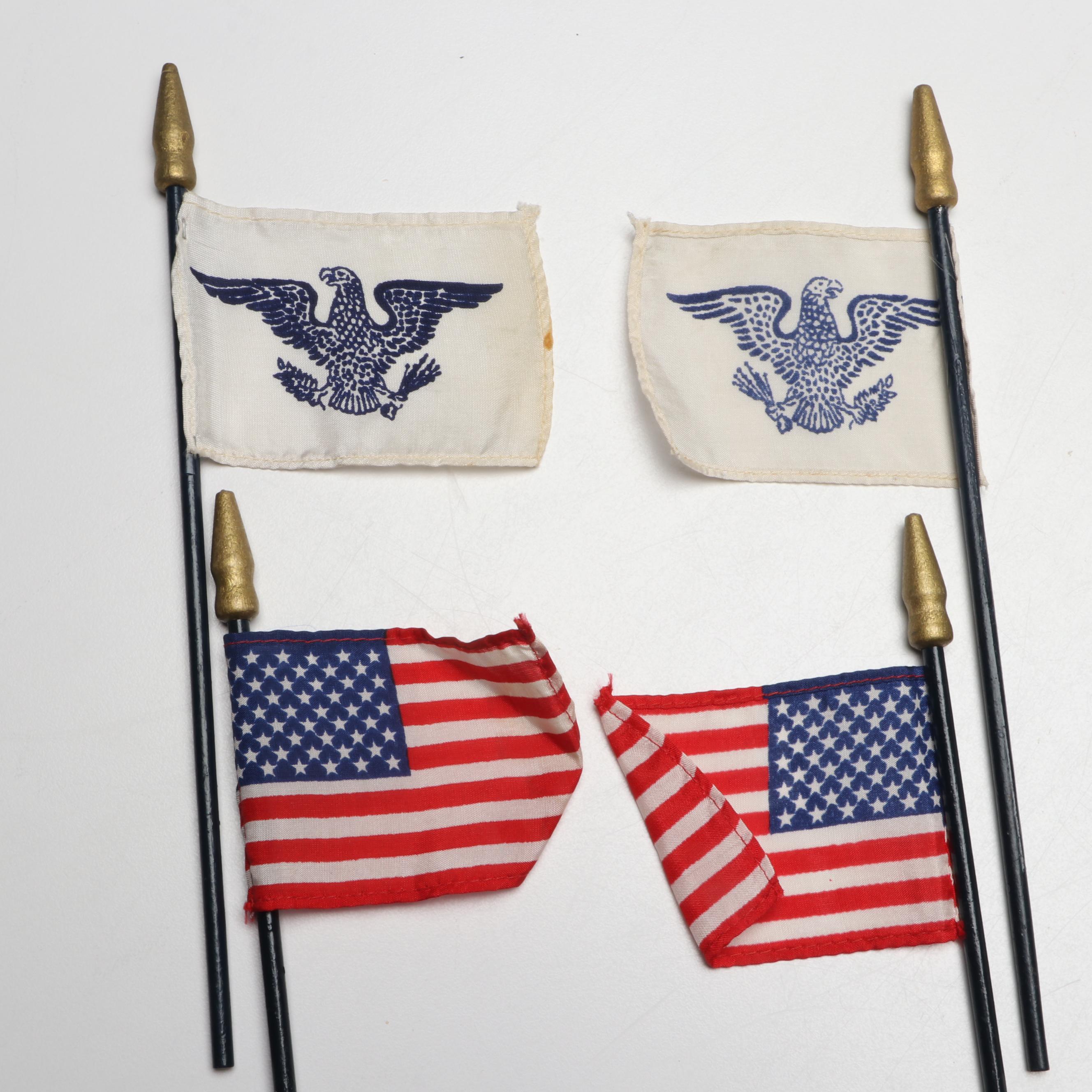 United States Lines Silver Plate Dish with Carafe and Flags, Mid-20th Century