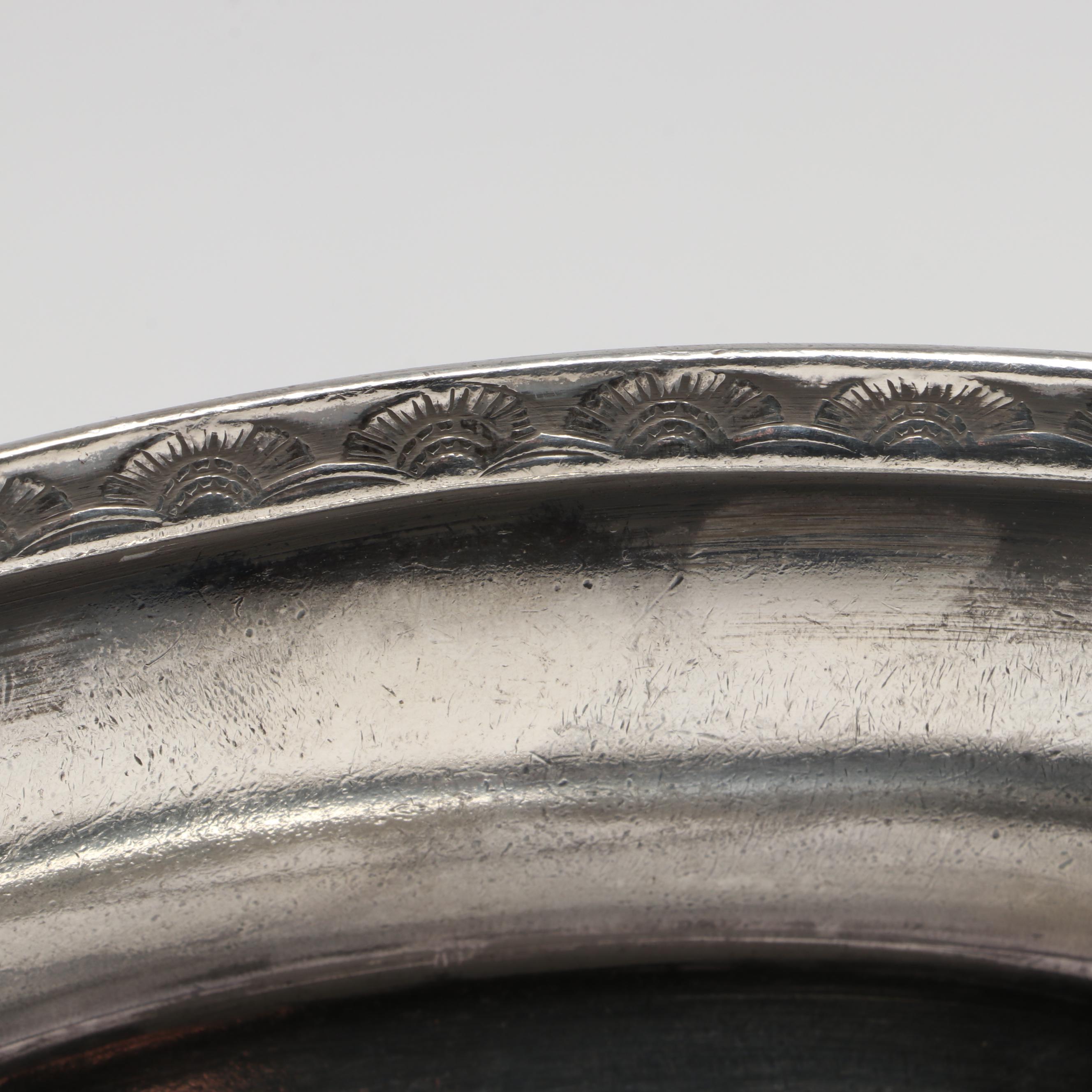 United States Lines Silver Plate Dish with Carafe and Flags, Mid-20th Century