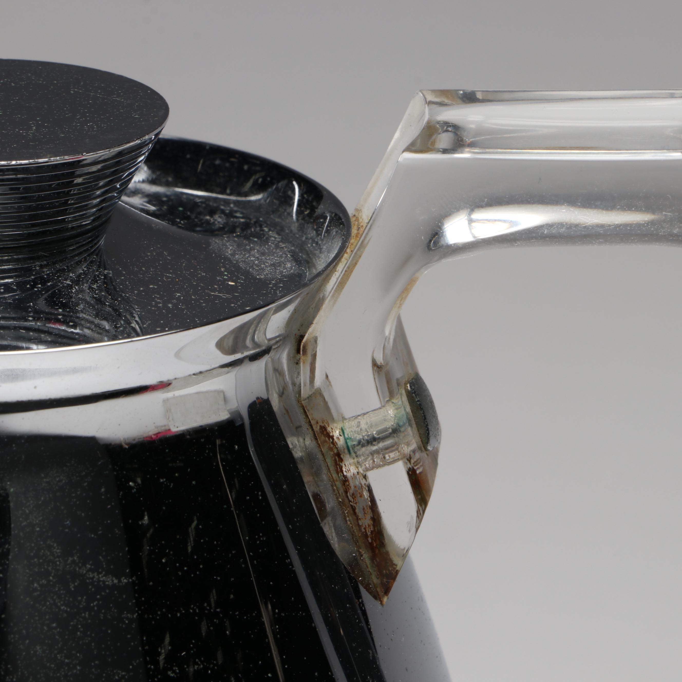 United States Lines Silver Plate Dish with Carafe and Flags, Mid-20th Century