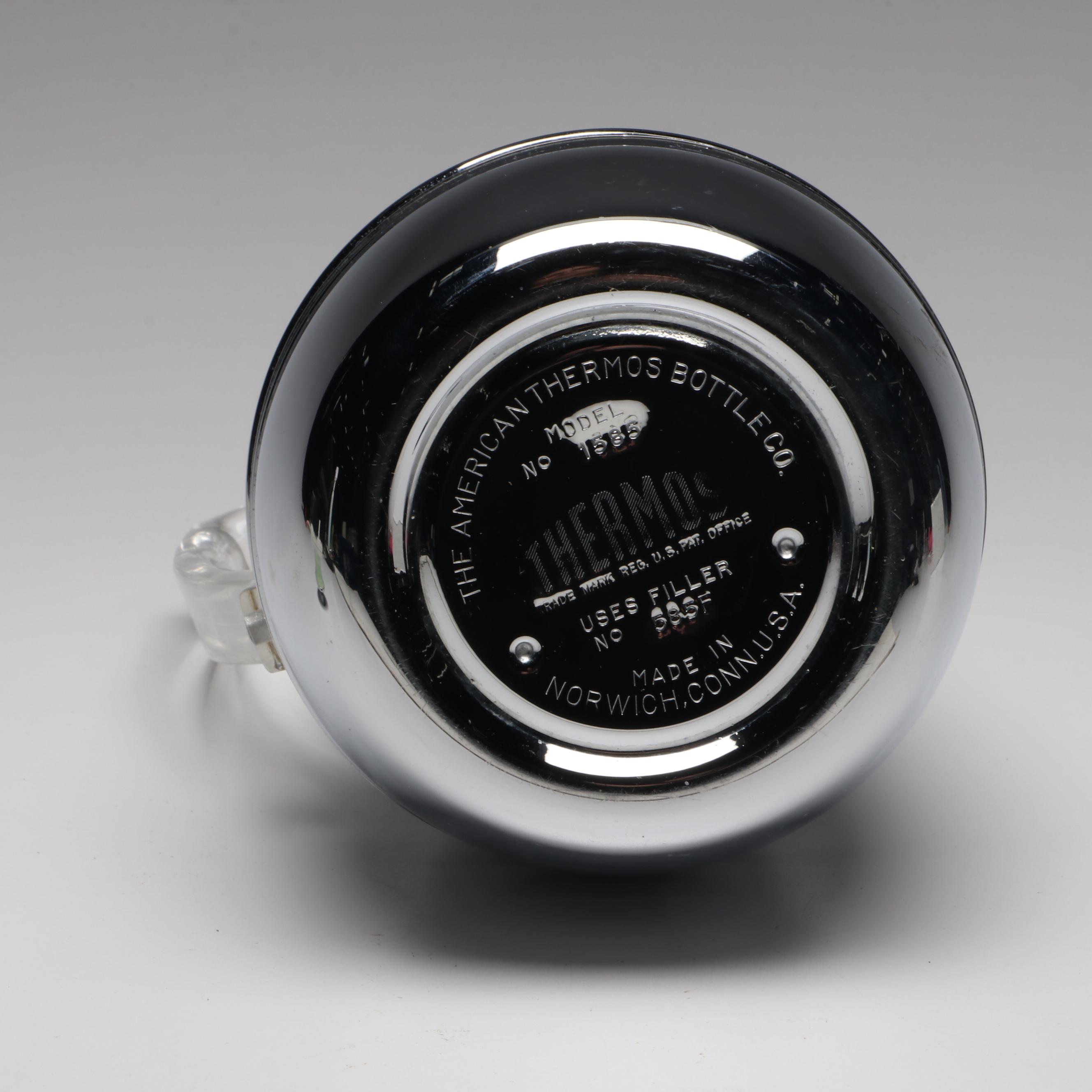 United States Lines Silver Plate Dish with Carafe and Flags, Mid-20th Century