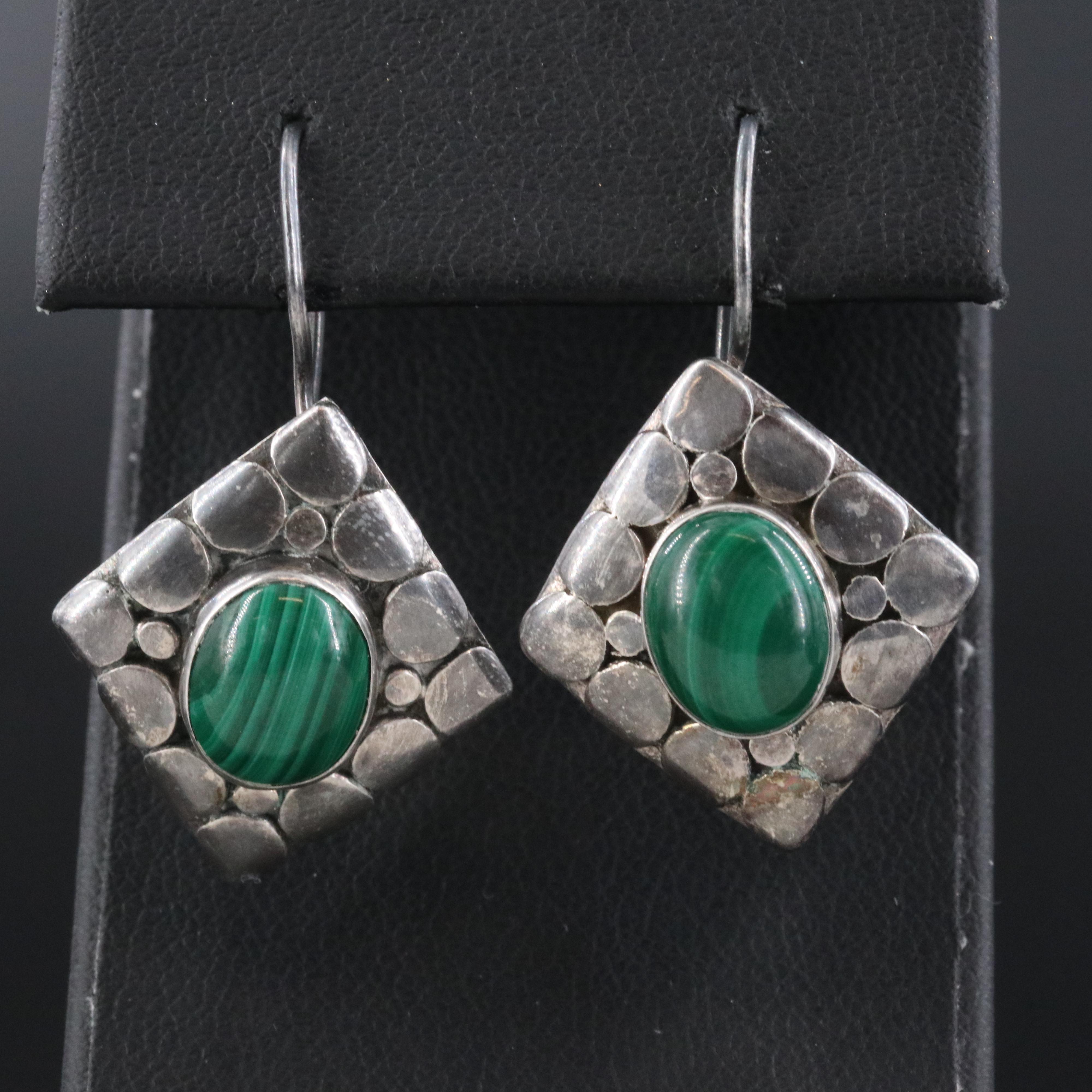 Sterling Malachite Earrings