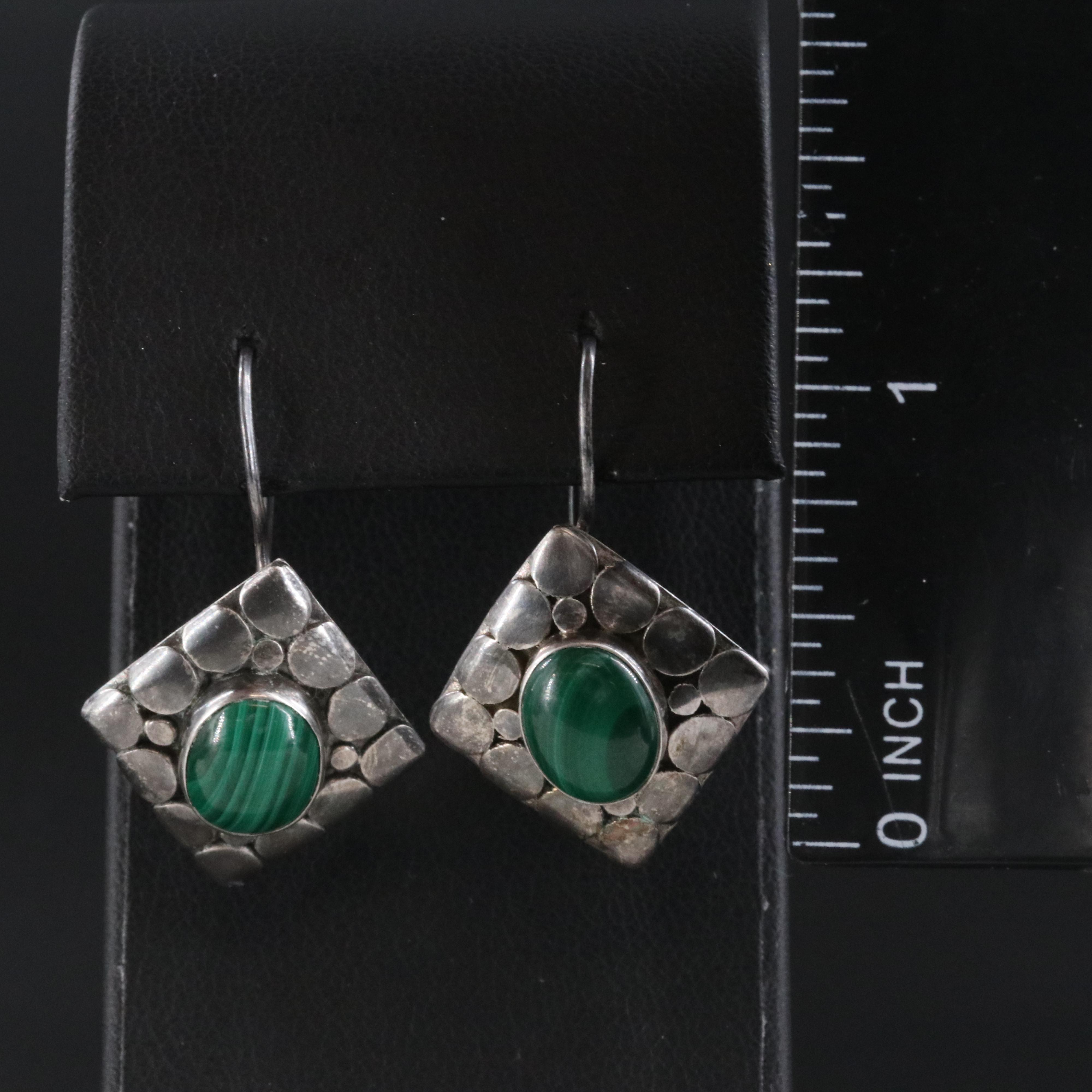 Sterling Malachite Earrings