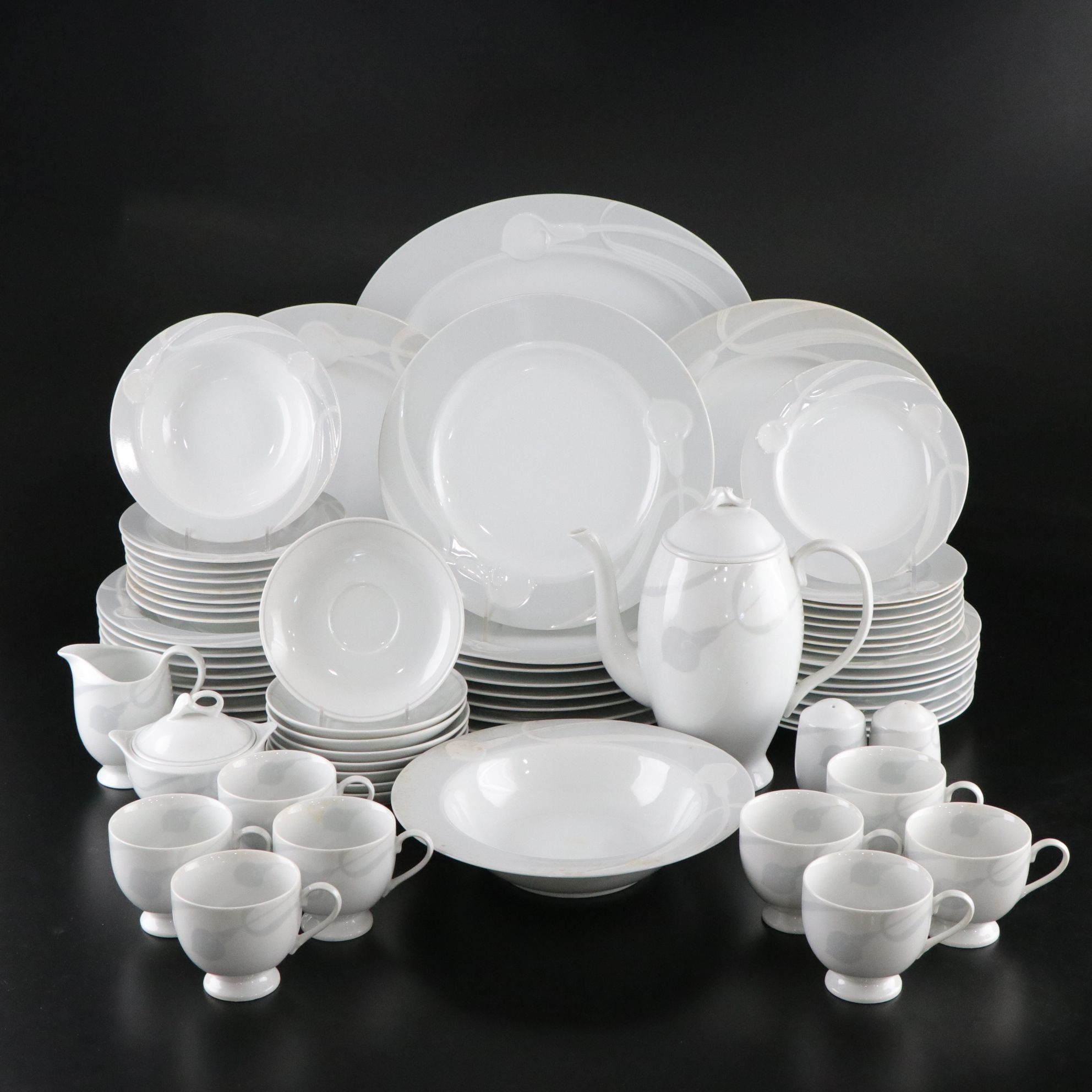 Mikasa "Classic Flair Gray" Dinnerware Set for 8 with Coffee Service