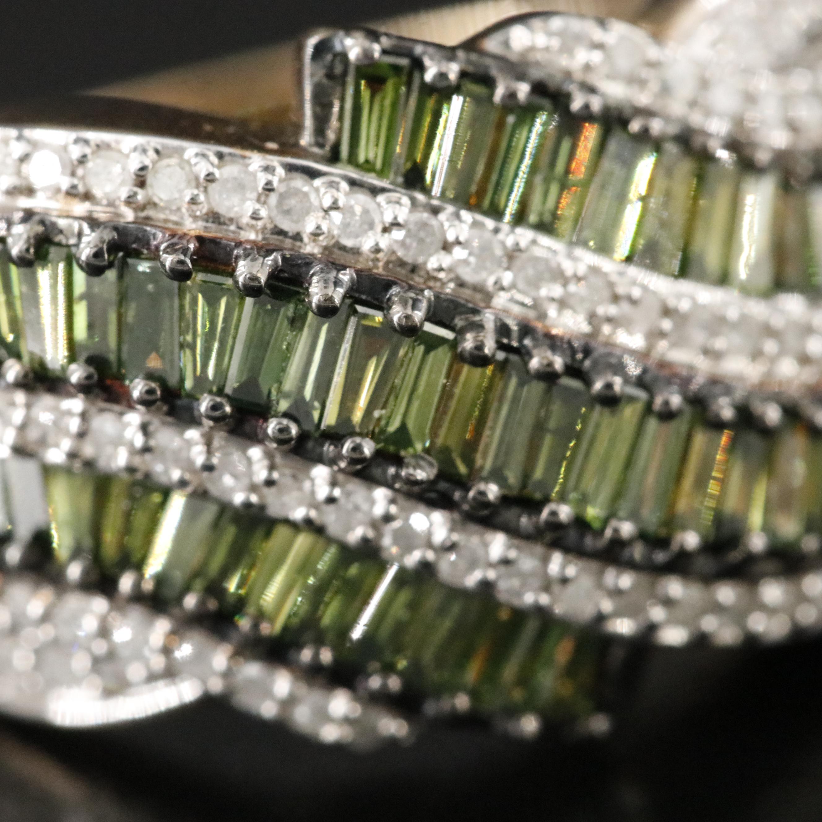 Sterling 1.53 CTW Diamond Wave Ring with Fancy Green Diamonds