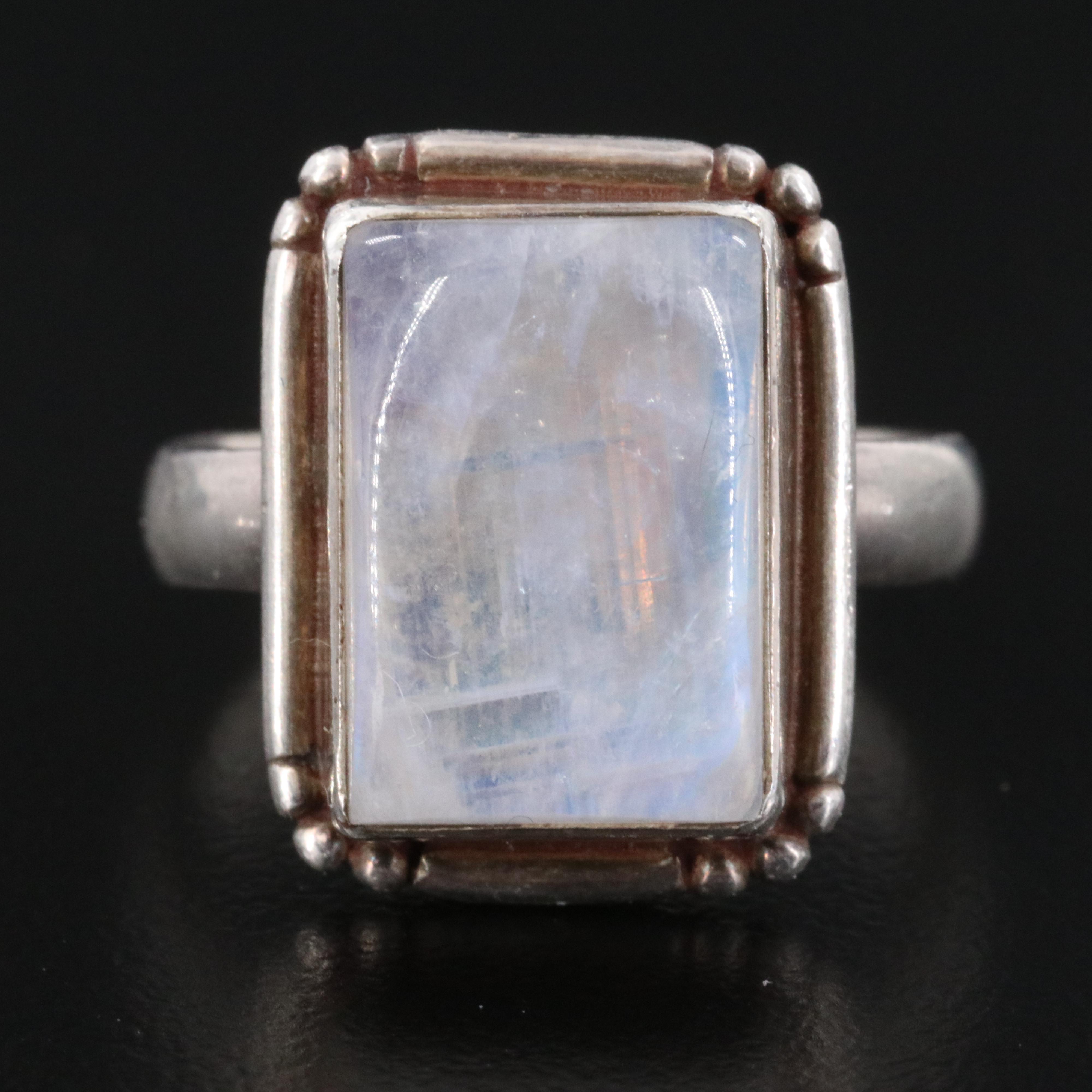 Sterling Rainbow Moonstone Ring