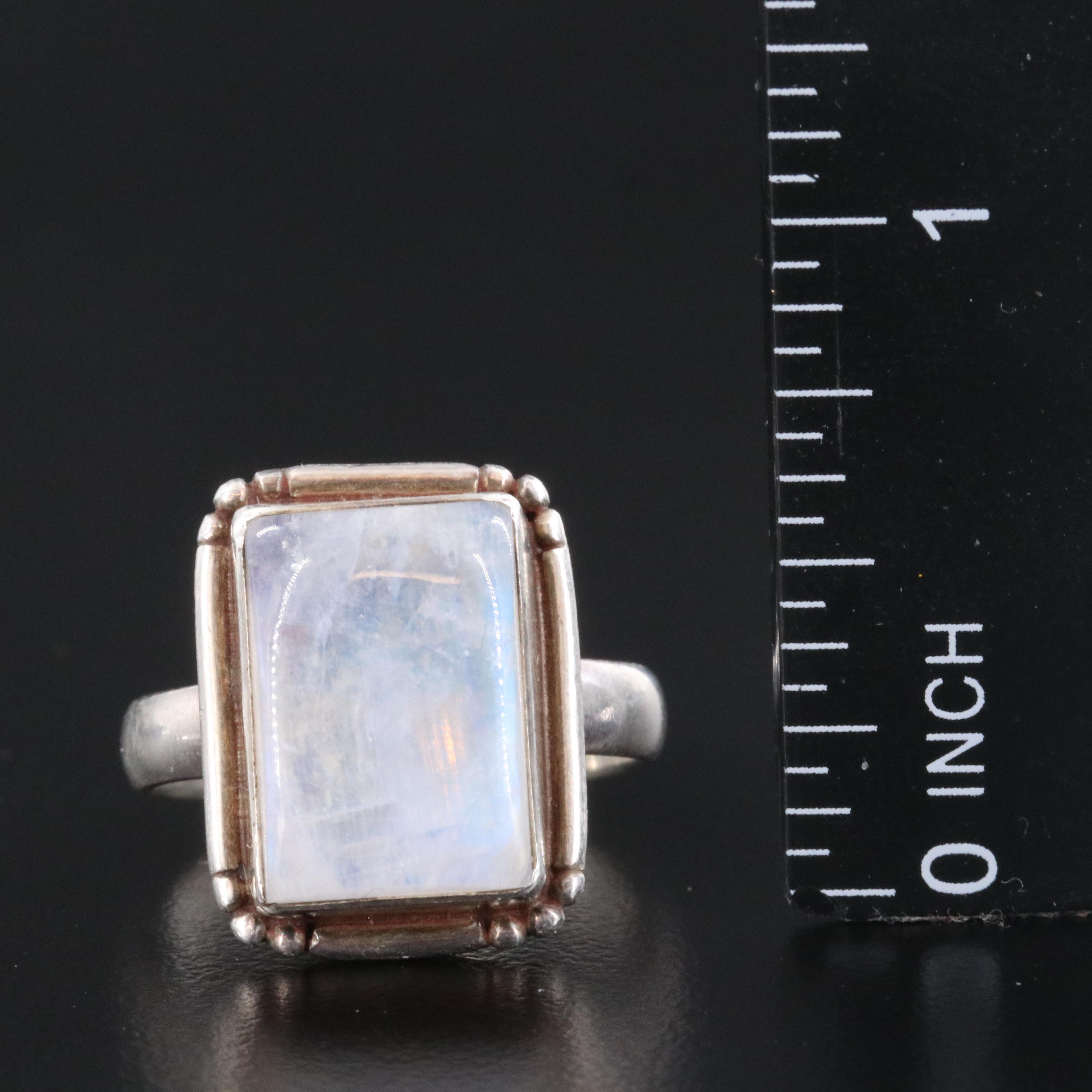 Sterling Rainbow Moonstone Ring