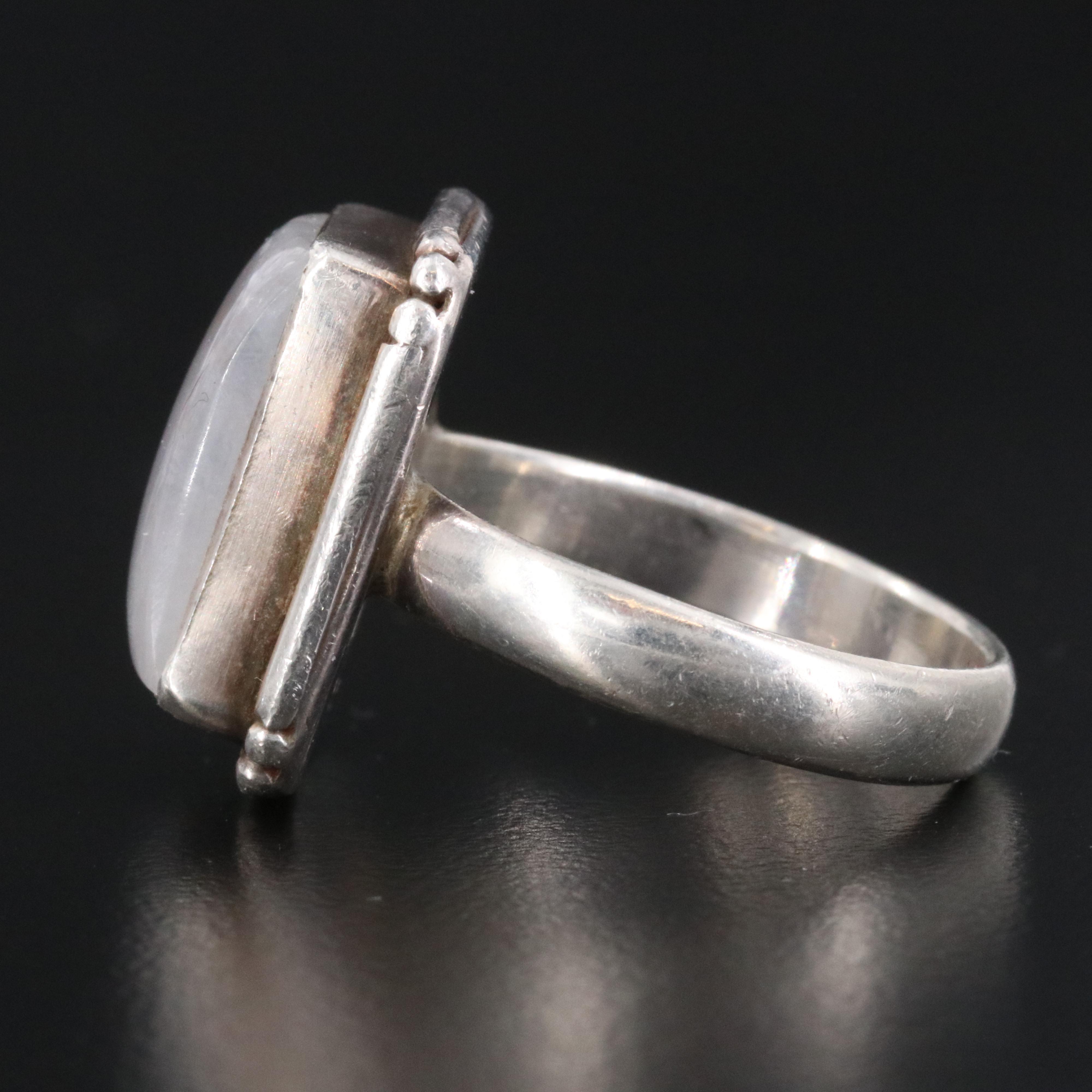 Sterling Rainbow Moonstone Ring