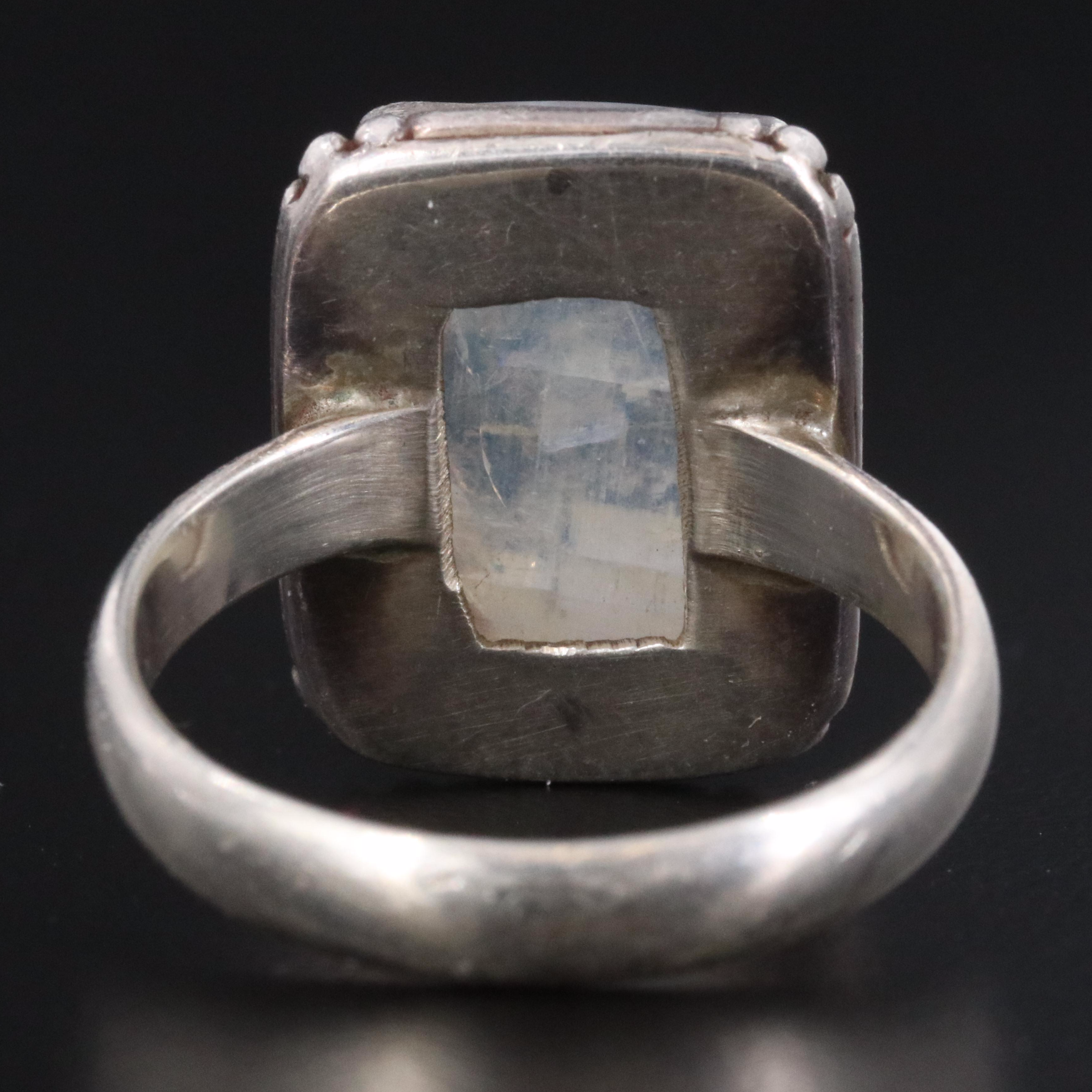 Sterling Rainbow Moonstone Ring
