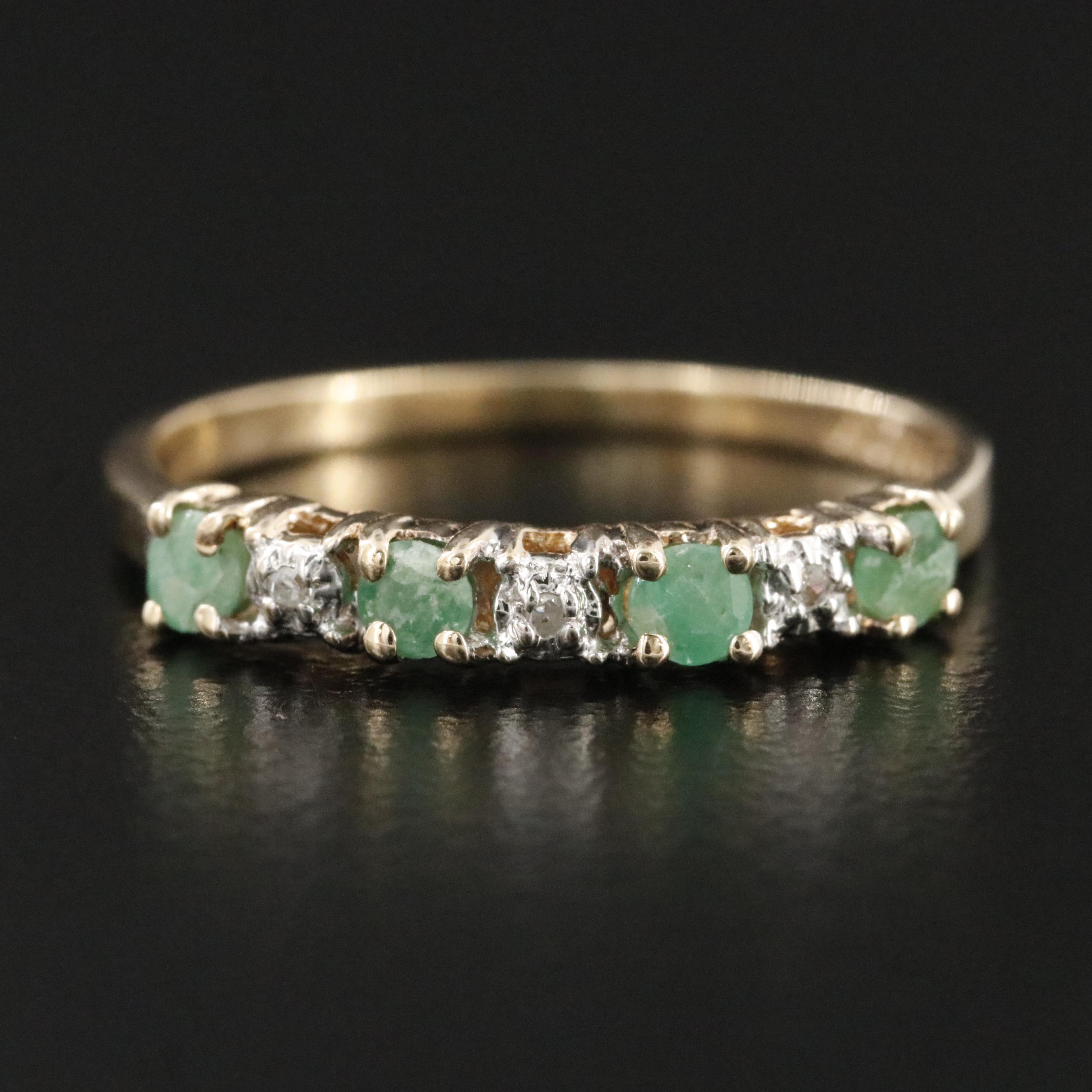 10K Emerald and Diamond Band
