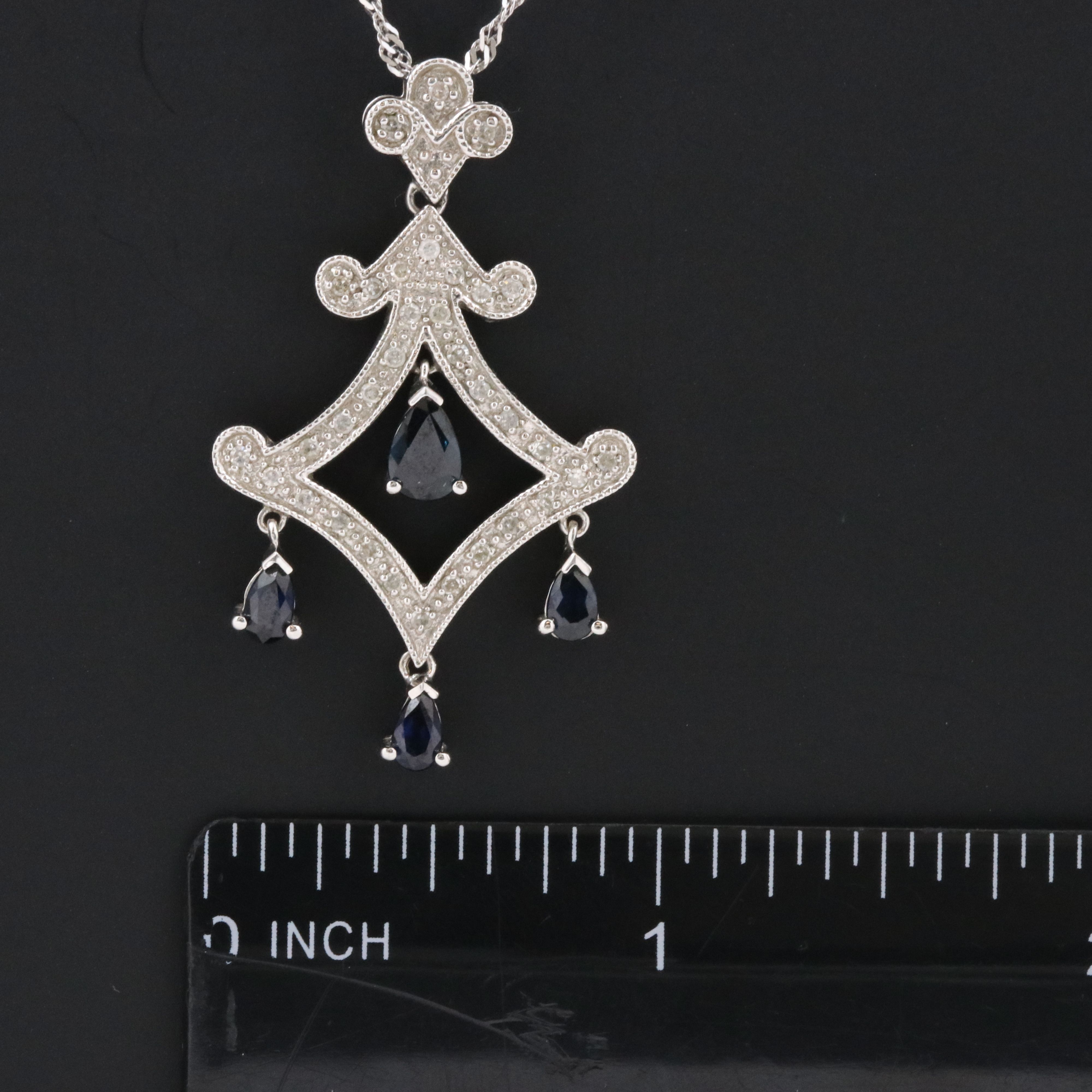 14K Girandole Sapphire and Diamond Pendant Necklace
