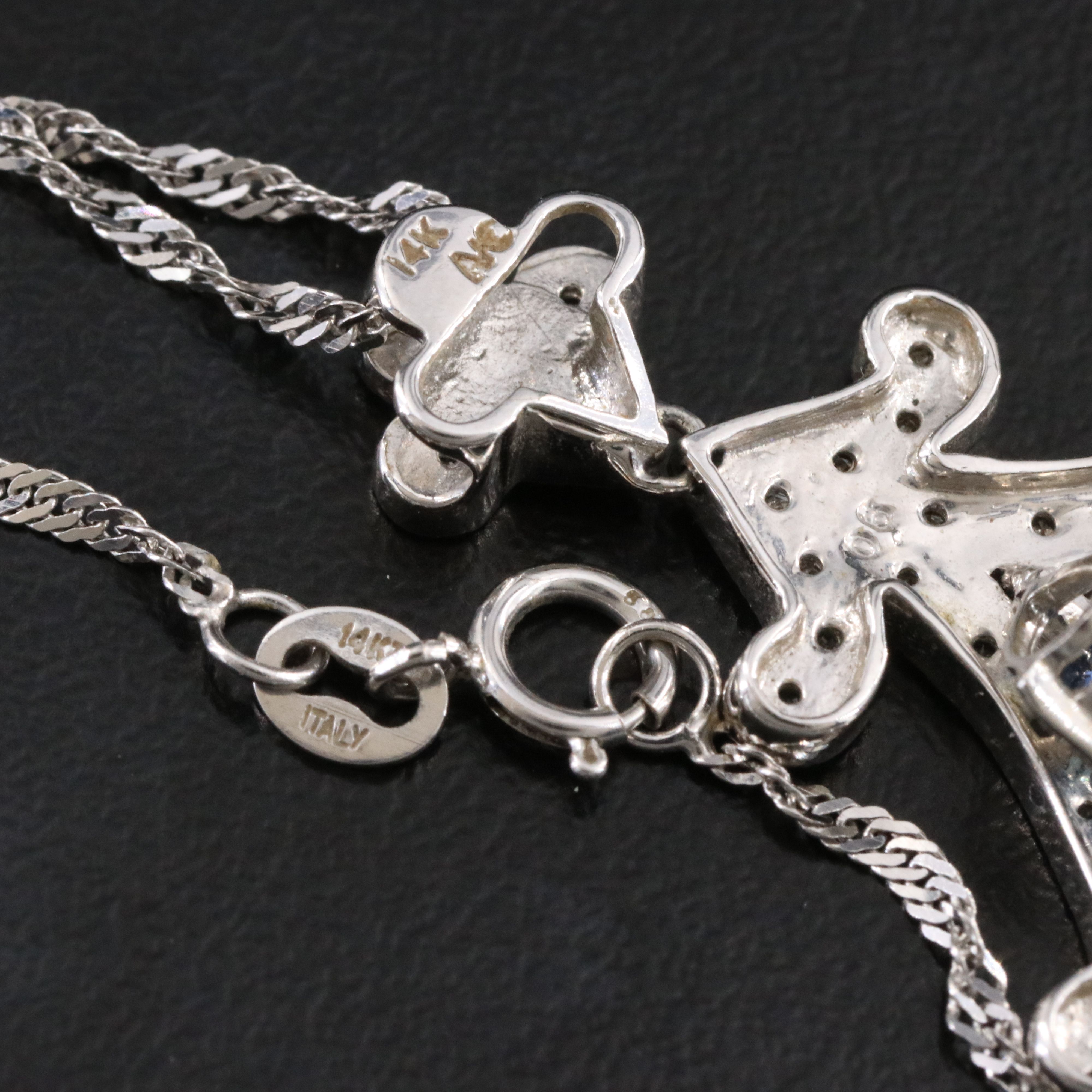 14K Girandole Sapphire and Diamond Pendant Necklace