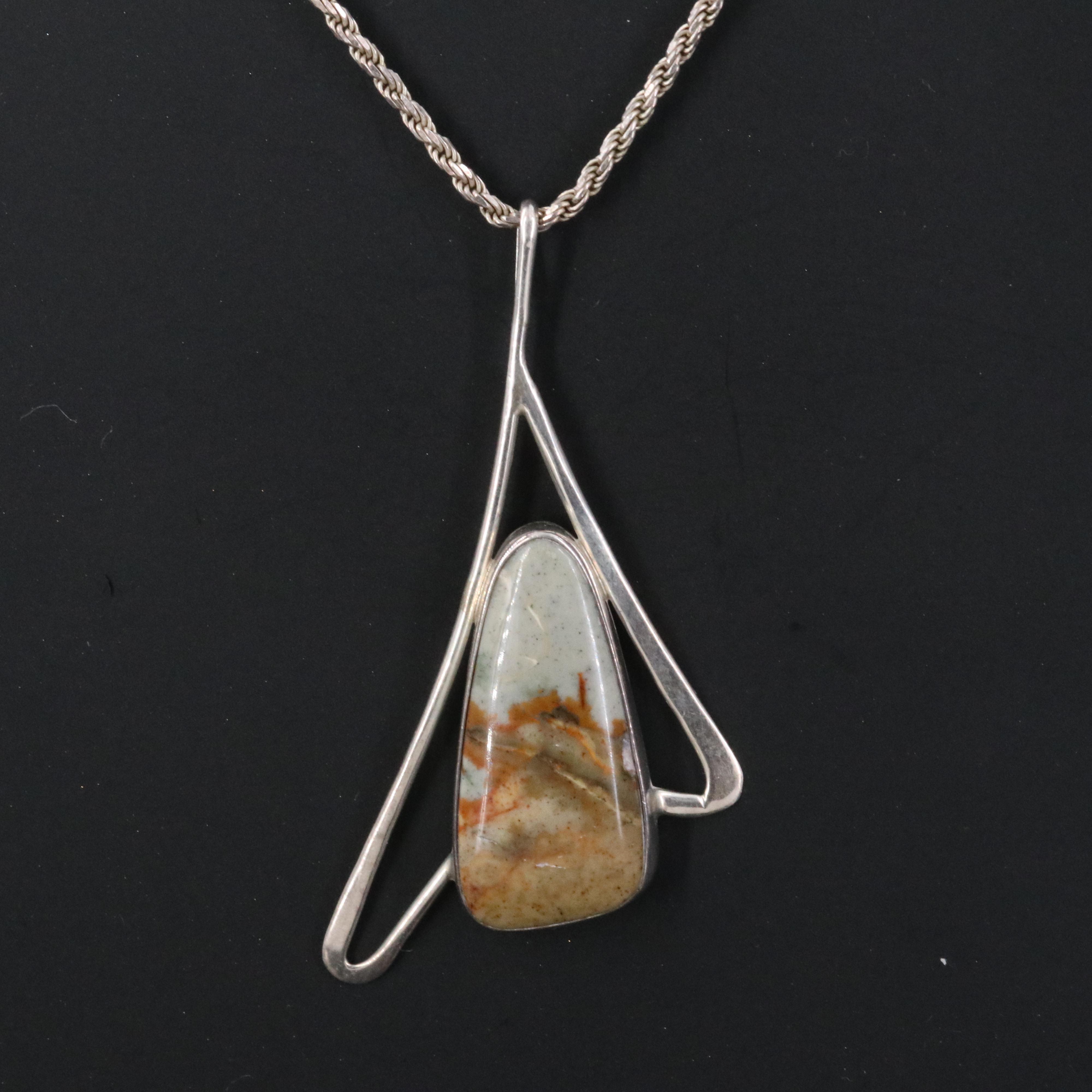 Sterling Jasper Pendant Necklace