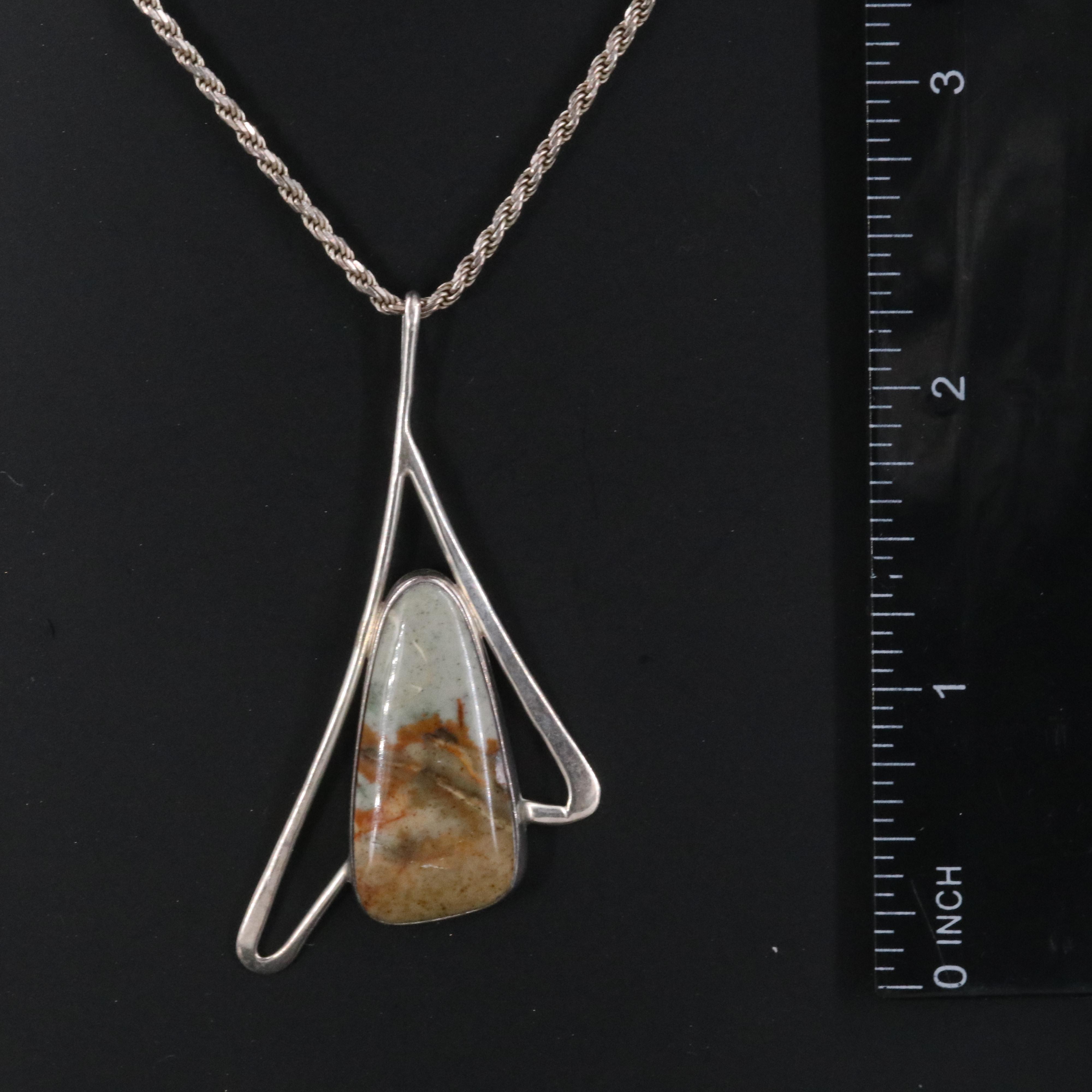 Sterling Jasper Pendant Necklace