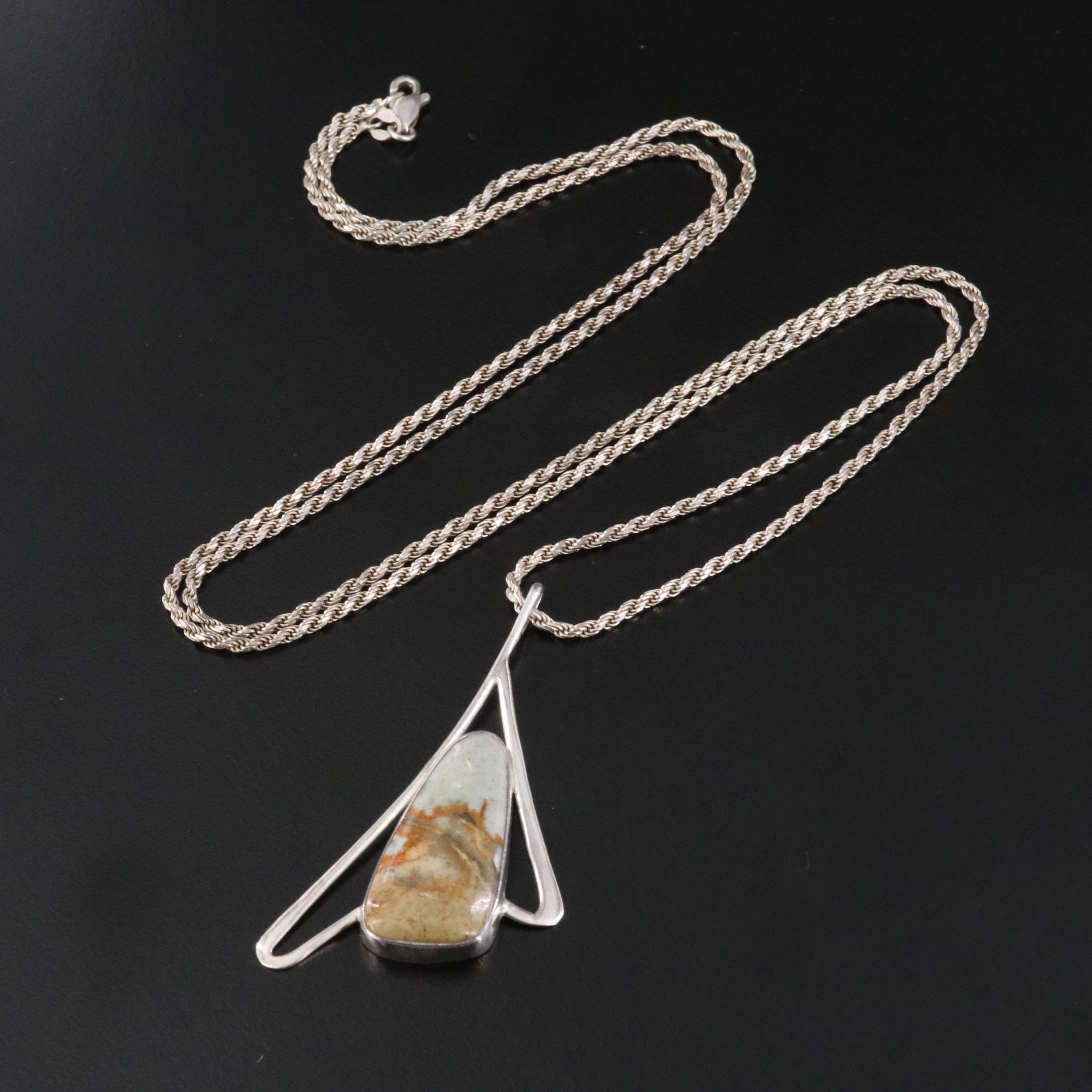 Sterling Jasper Pendant Necklace
