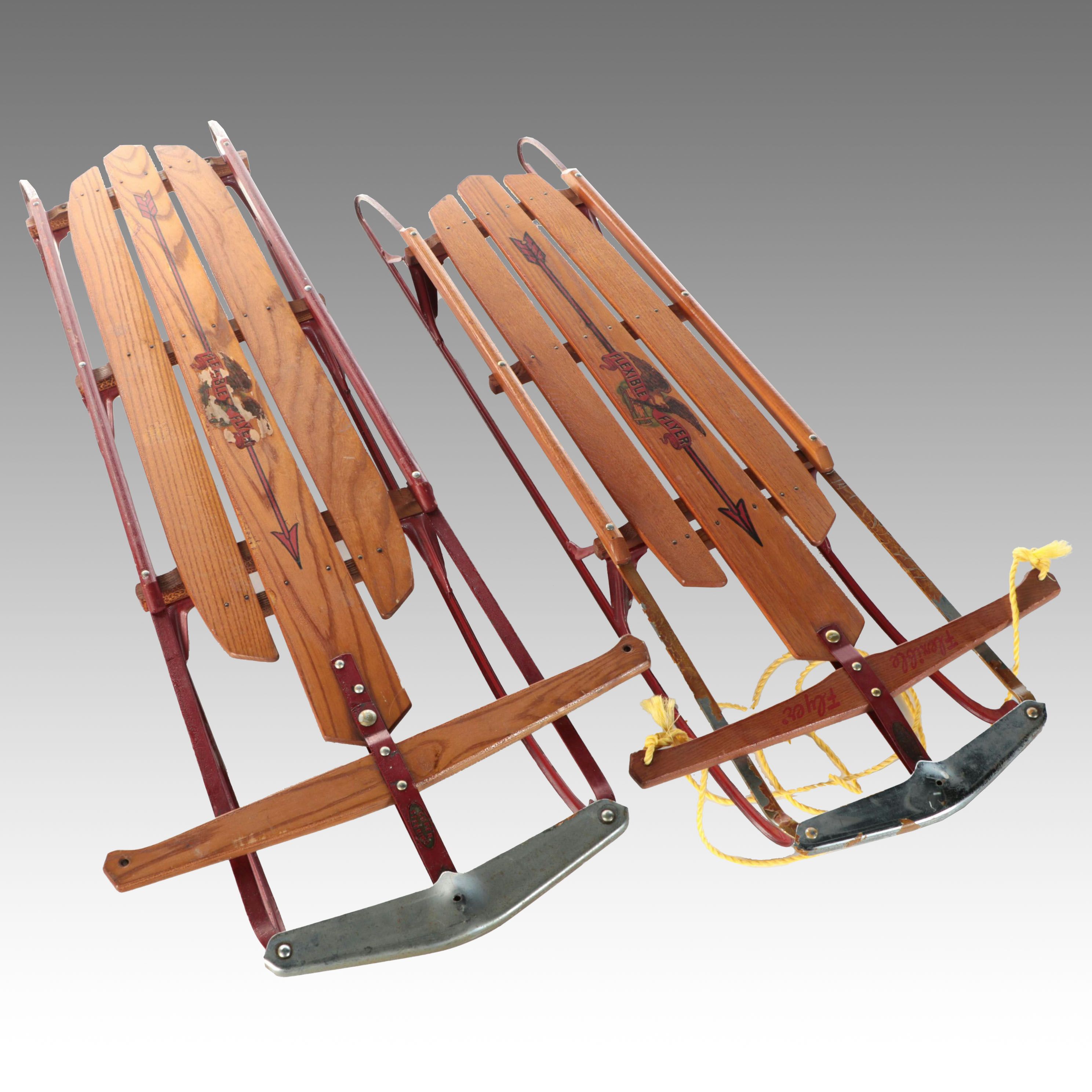 Flexible Flyer Oak and Metal Runner Sleds