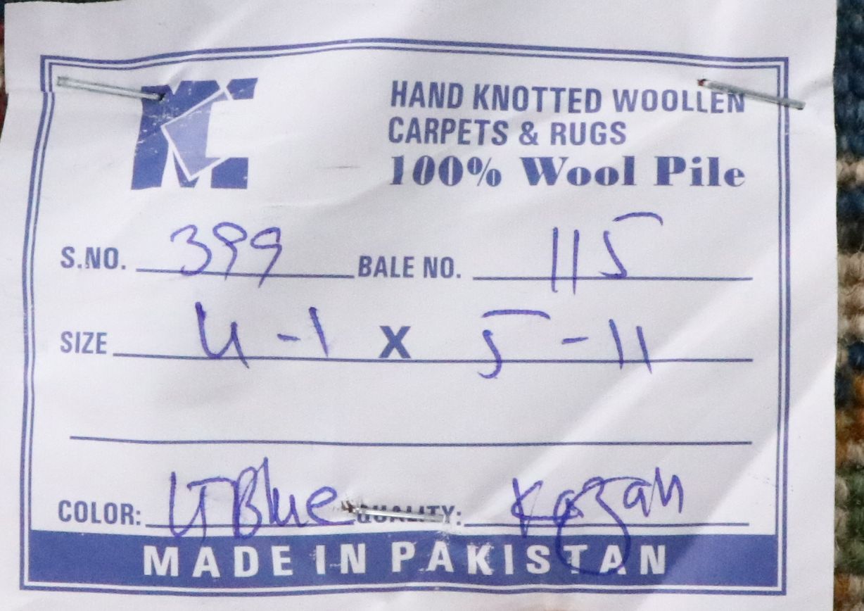 4'2 x 6' Hand-Knotted Pakistani Kazak Area Rug