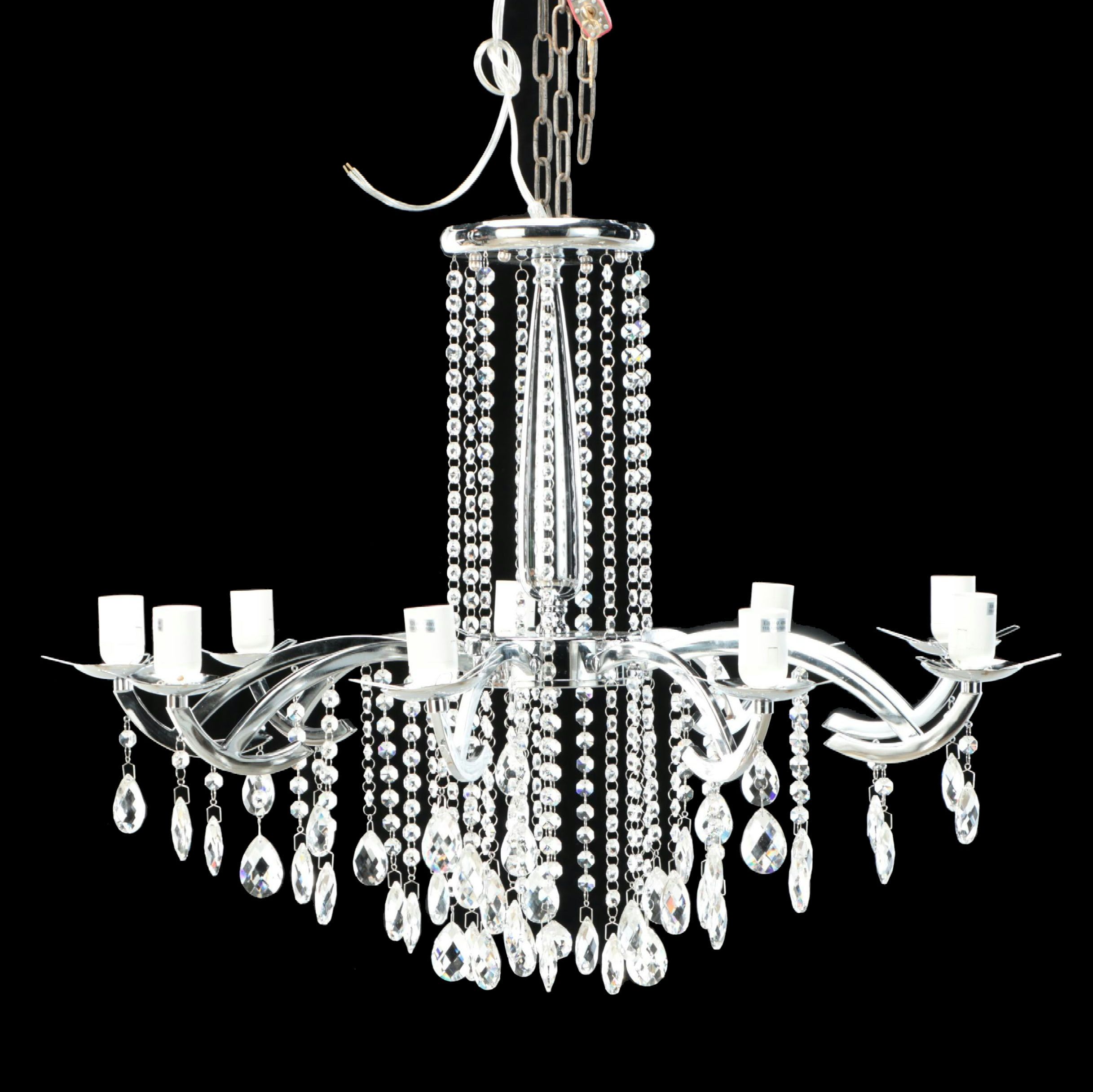 Contemporary Acrylic and Crystal Prisms Nine-Arm Chandelier, 21st C