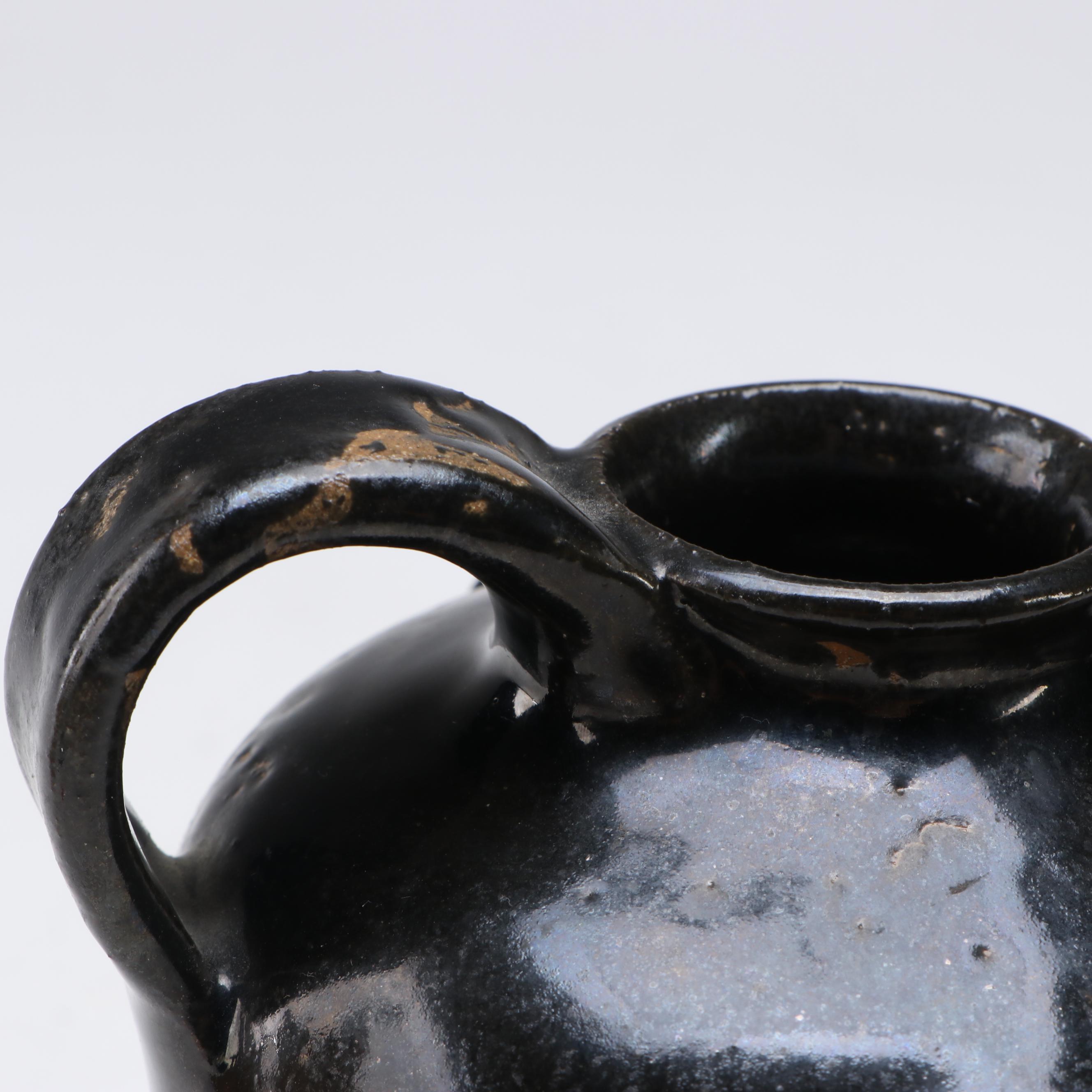 JS Pottery Folk Art Stoneware Face Jug