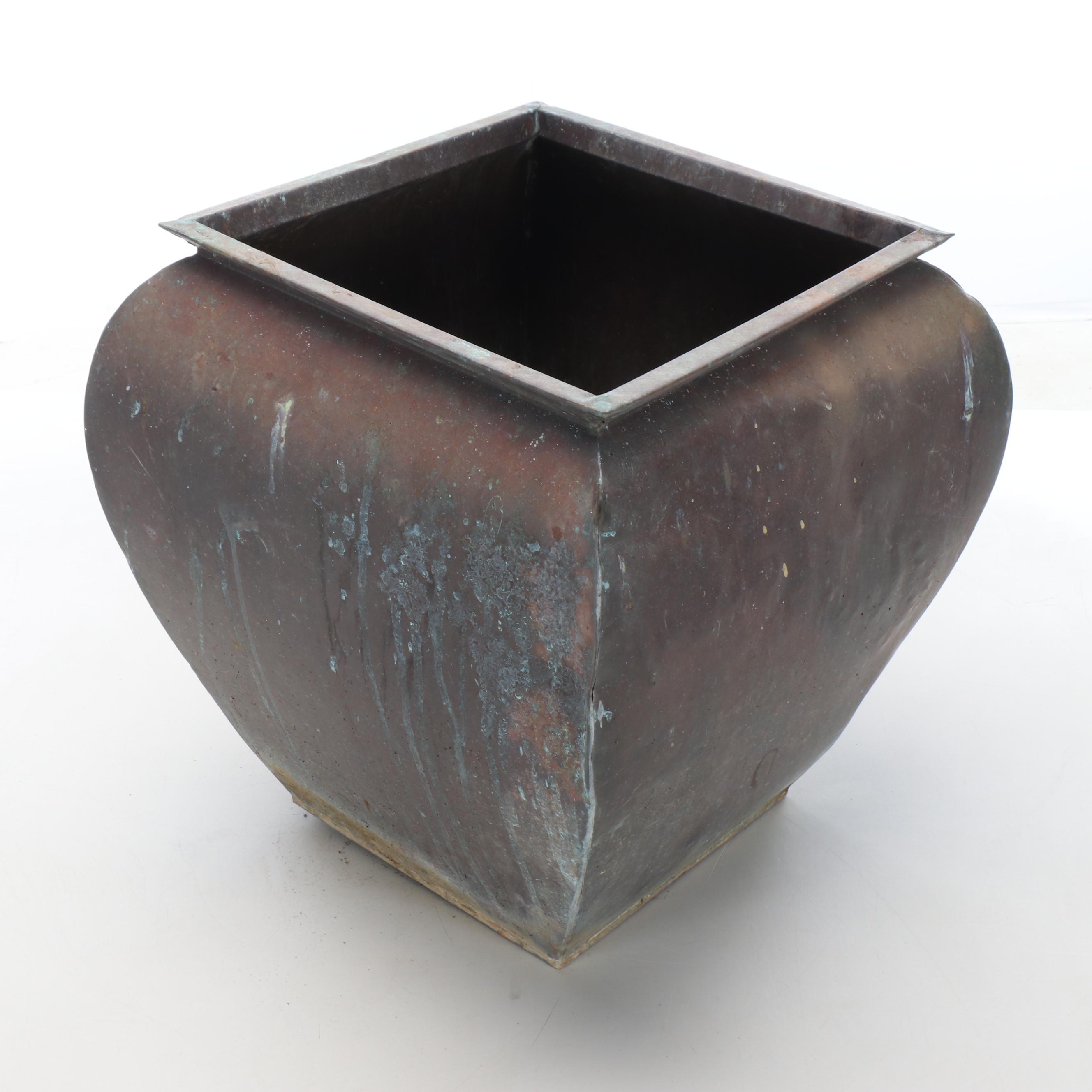 Patinated Metal Planter