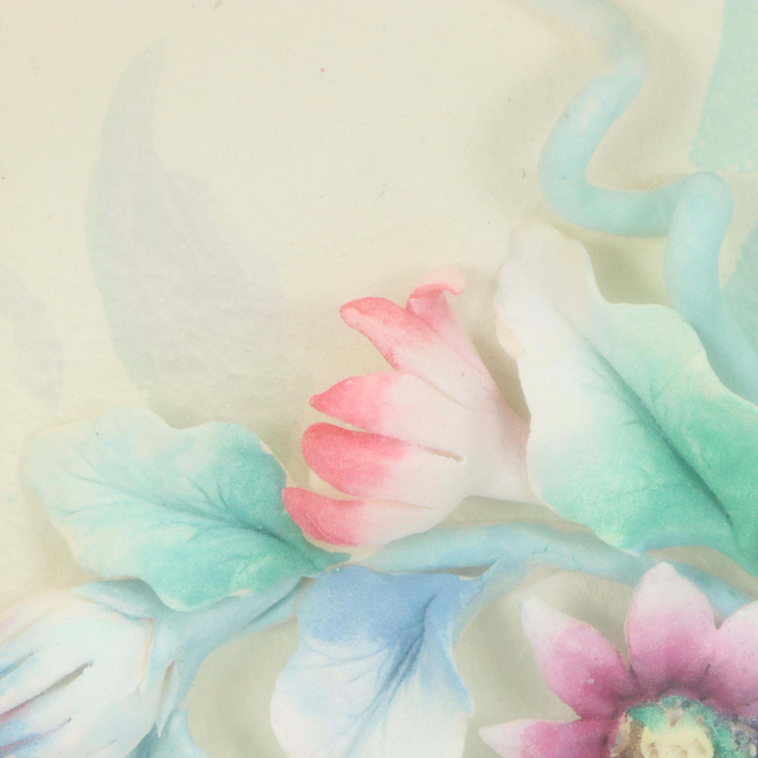 Dimensional Foam Watercolor Floral Art, Late 20th Century