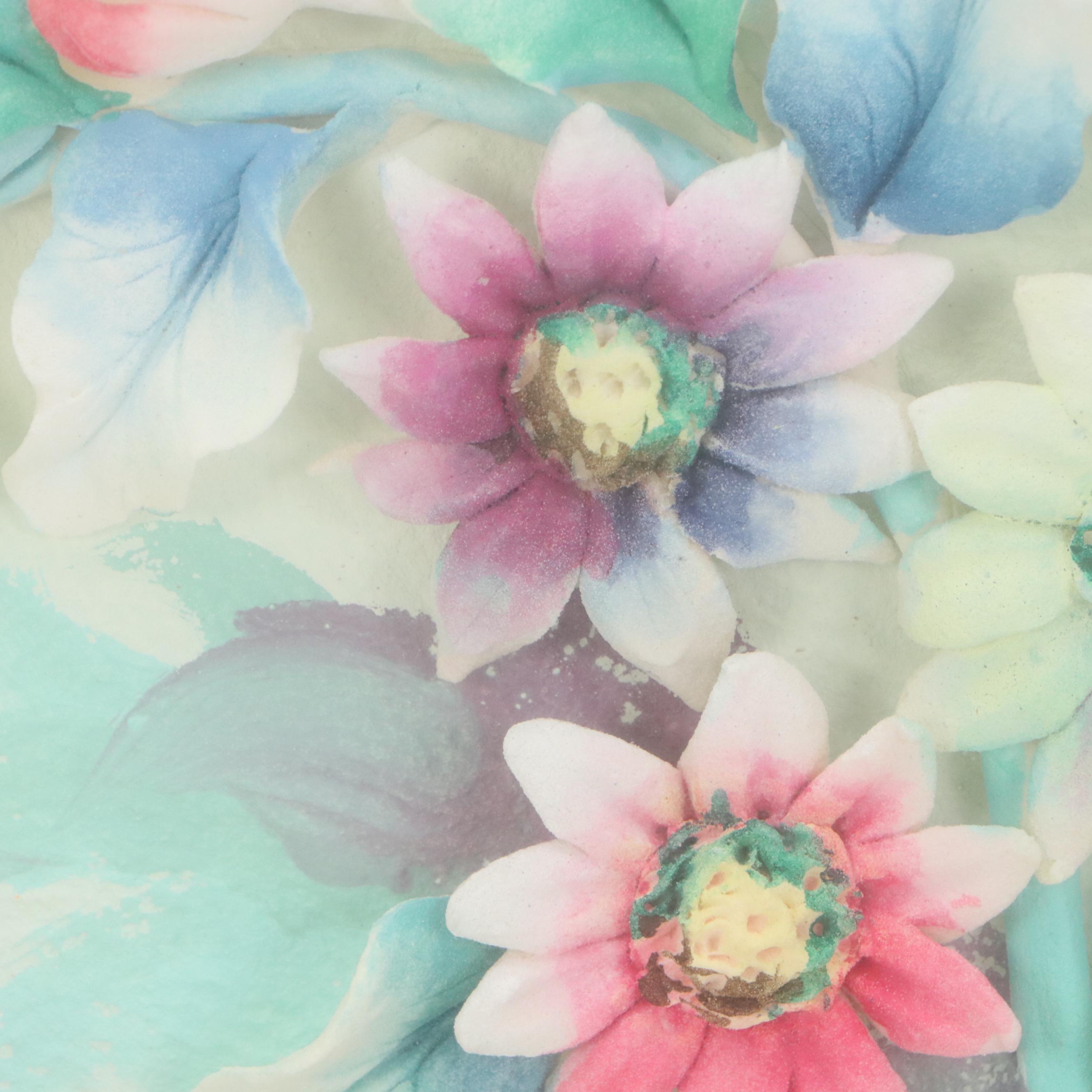 Dimensional Foam Watercolor Floral Art, Late 20th Century