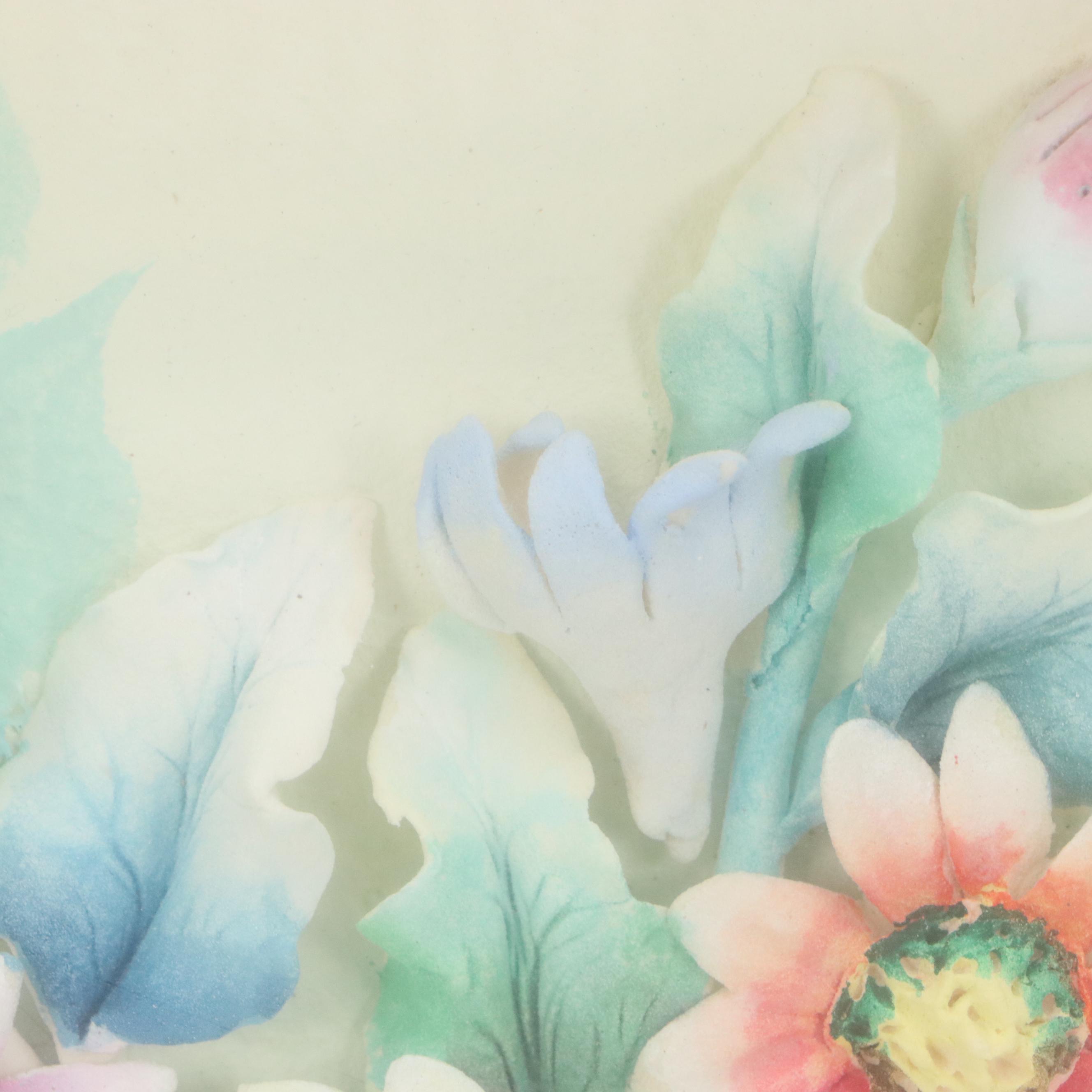 Dimensional Foam Watercolor Floral Art, Late 20th Century