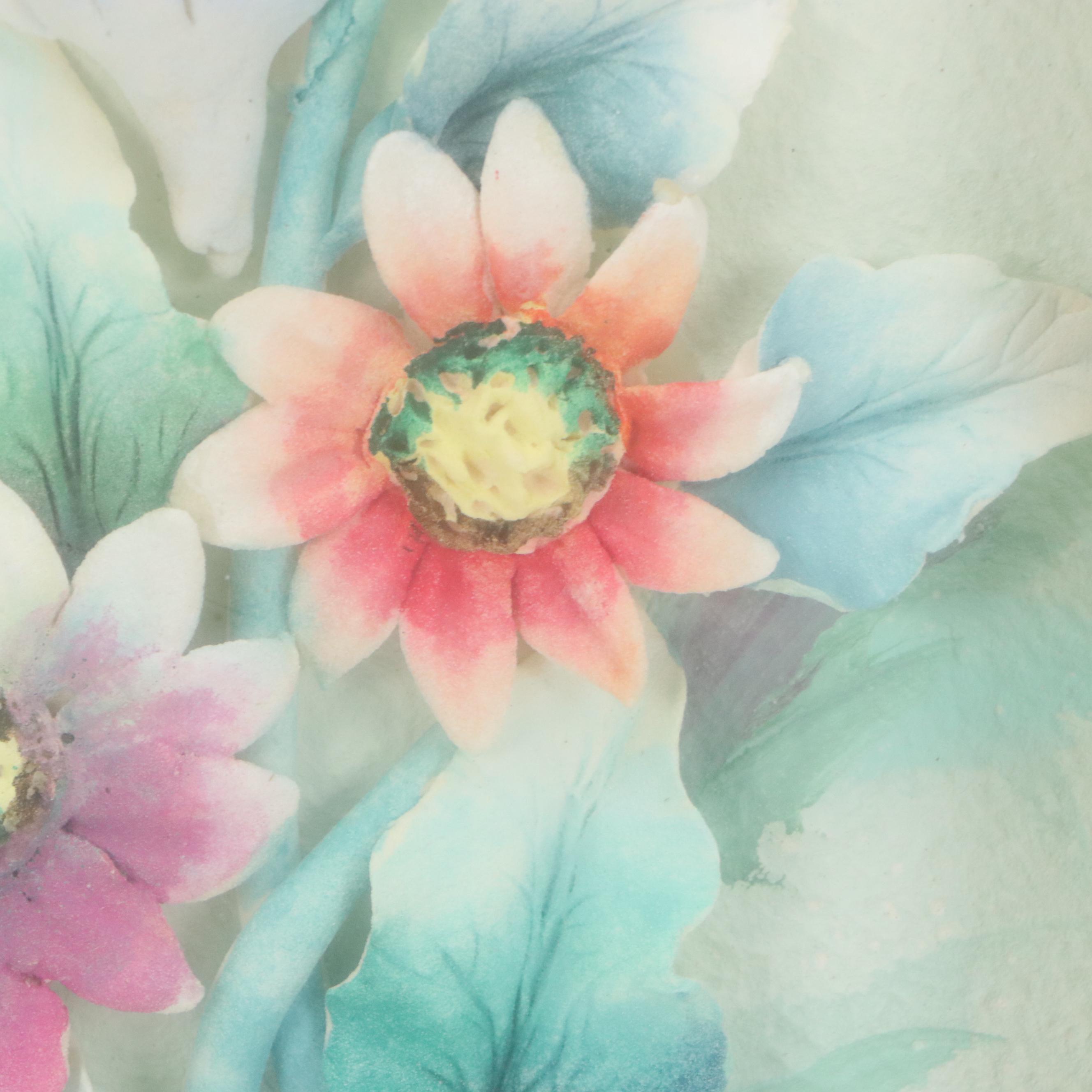 Dimensional Foam Watercolor Floral Art, Late 20th Century