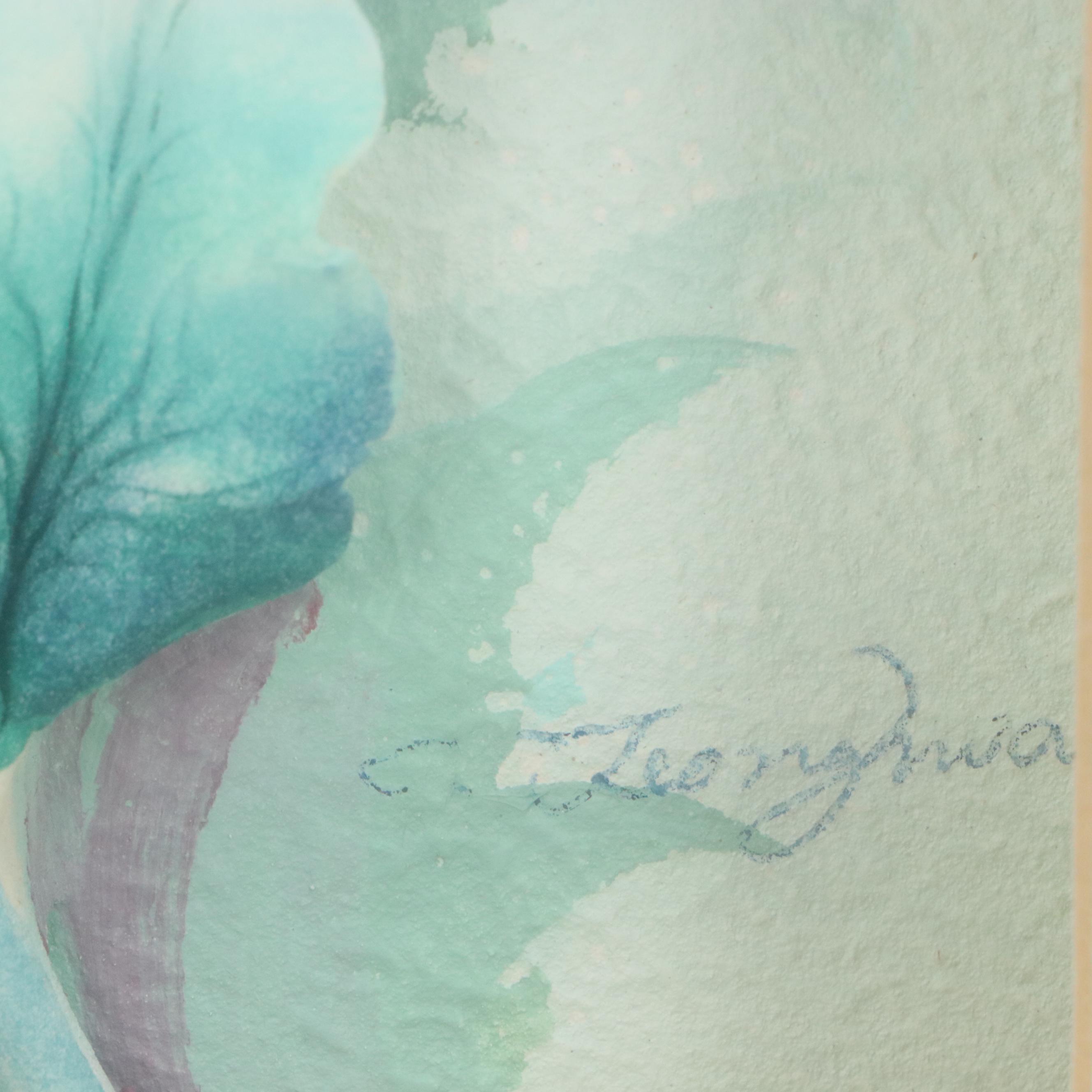 Dimensional Foam Watercolor Floral Art, Late 20th Century