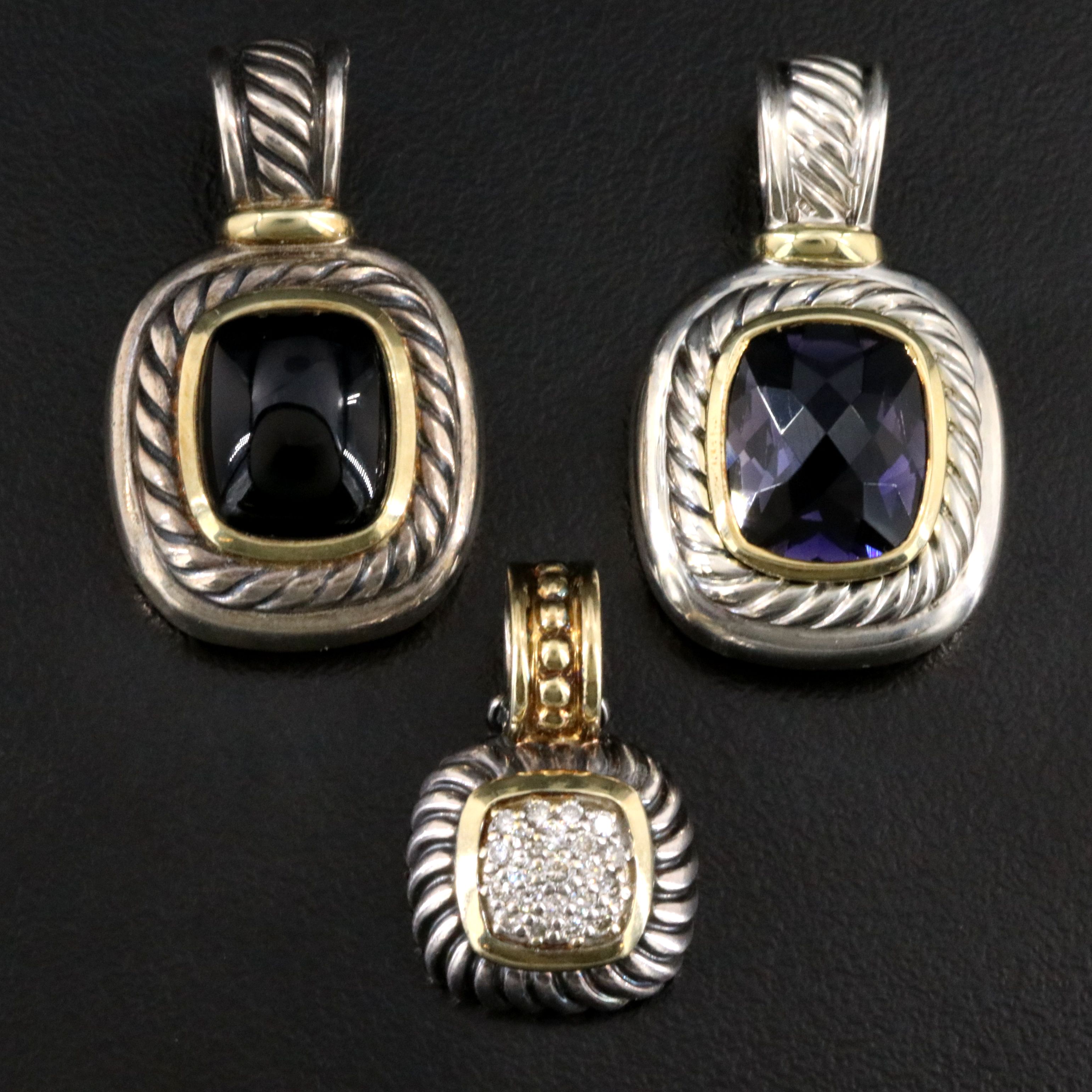 David Yurman Albion Sterling Enhancer Pendant Selection Including Diamond