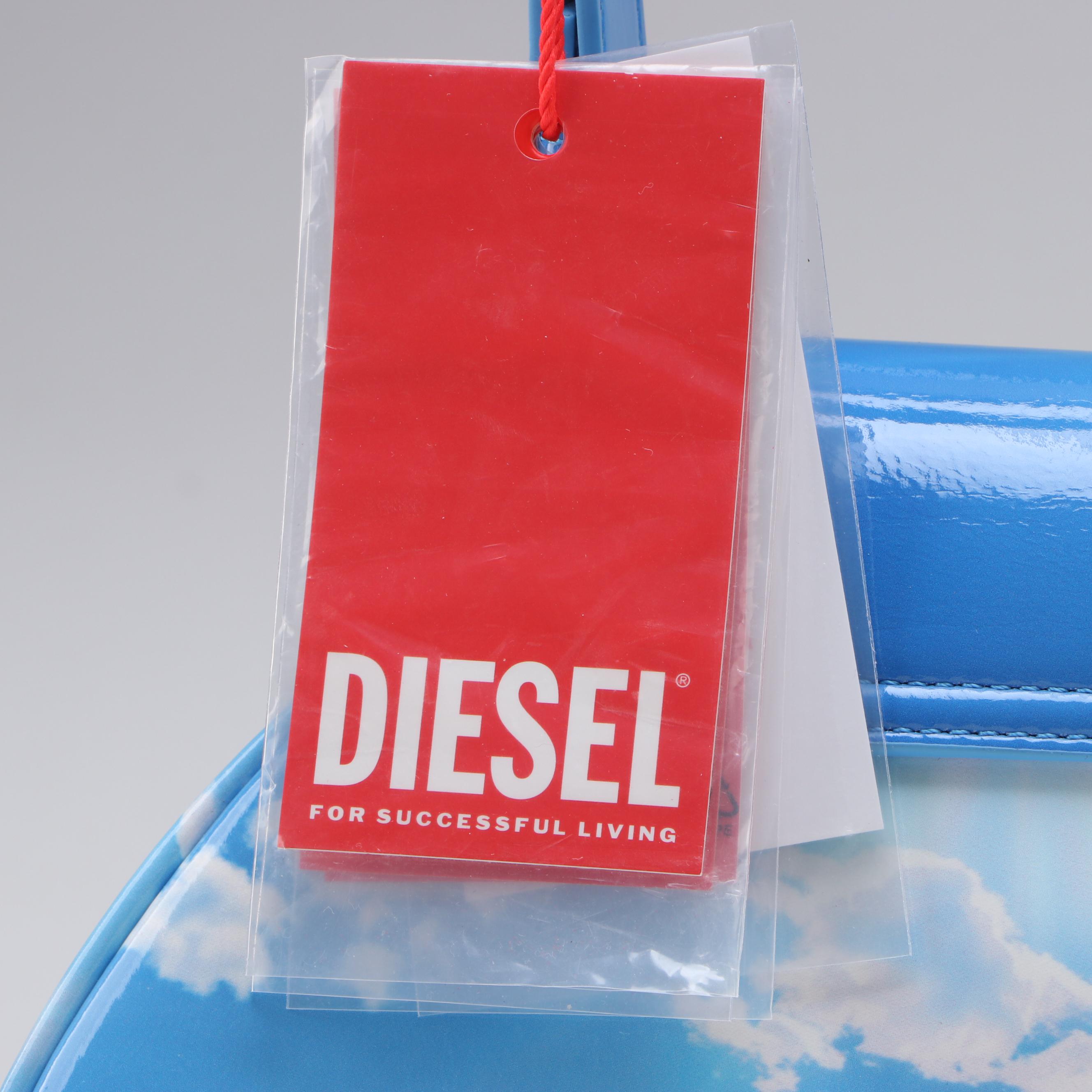 Diesel Blue Play Cloud Print Flap-Front Shoulder Bag with Tags