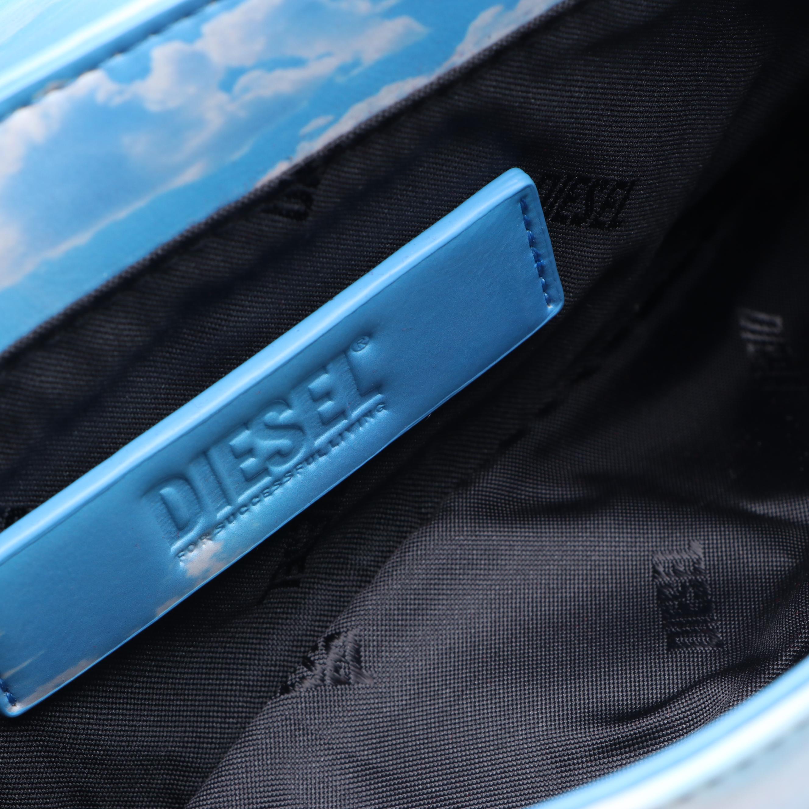 Diesel Blue Play Cloud Print Flap-Front Shoulder Bag with Tags