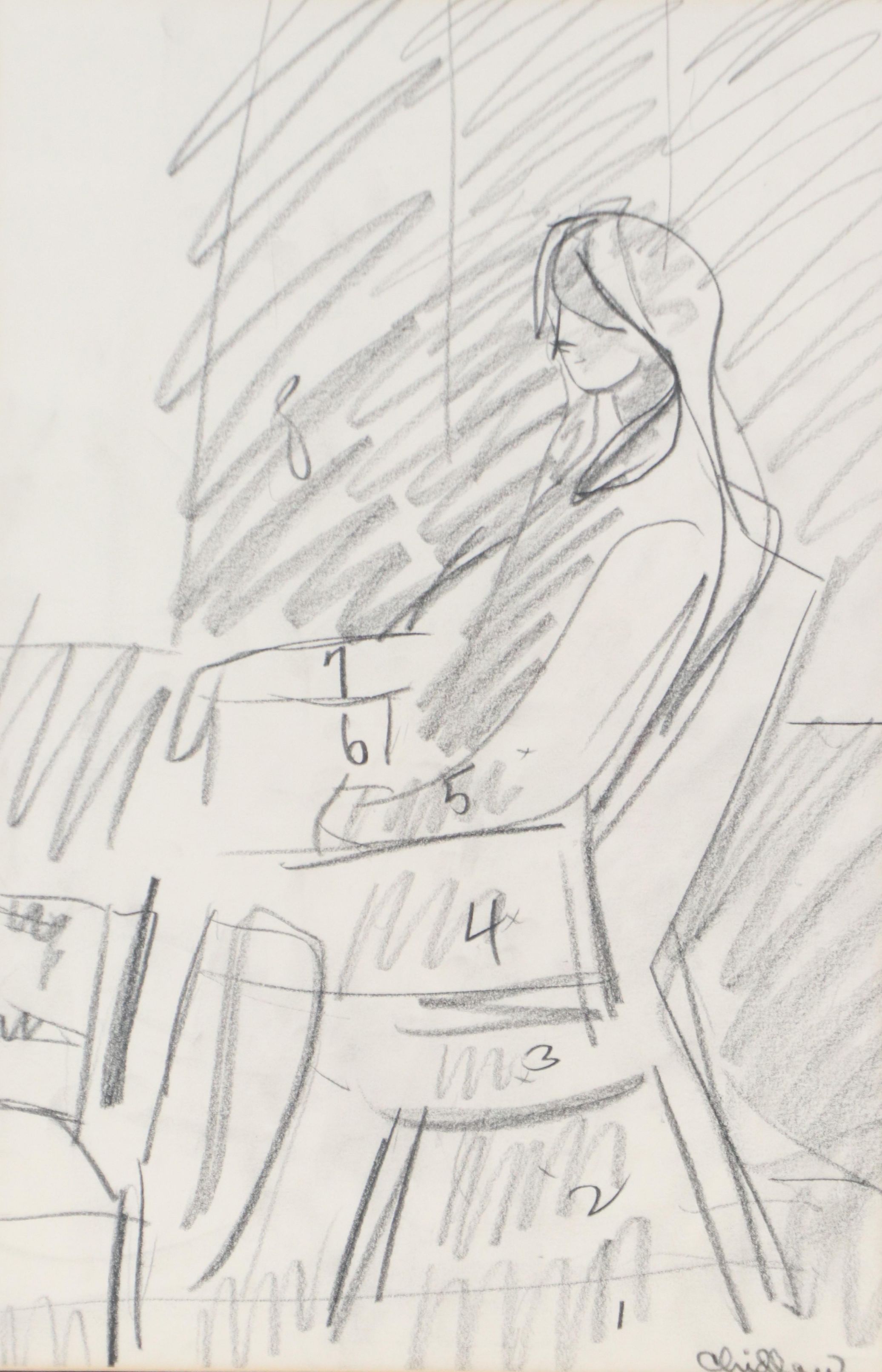 Paul Chidlaw Gestural Graphite Study of Seated Figure