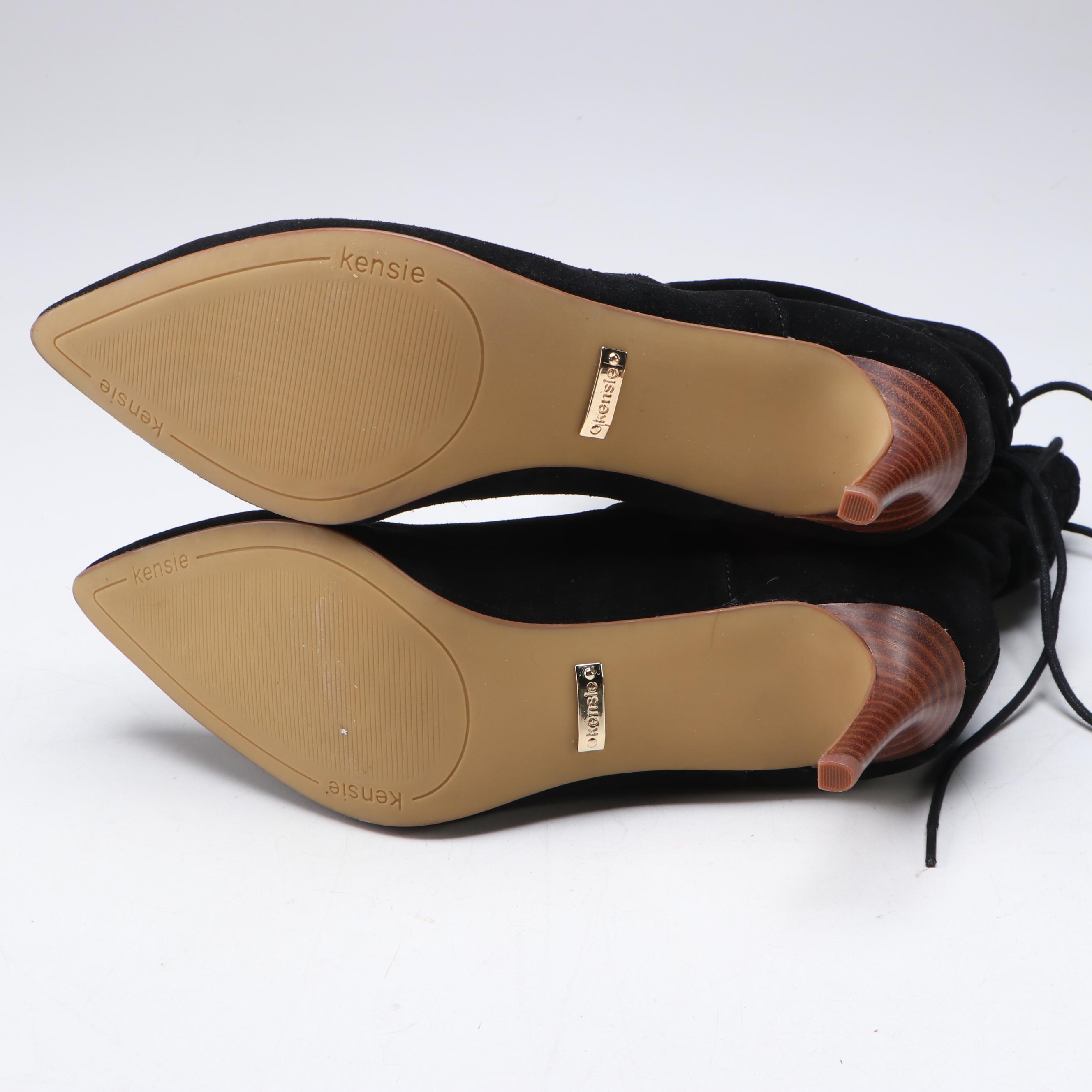 Kensie Black Suede Drawstring Slouchy Natthan Boots