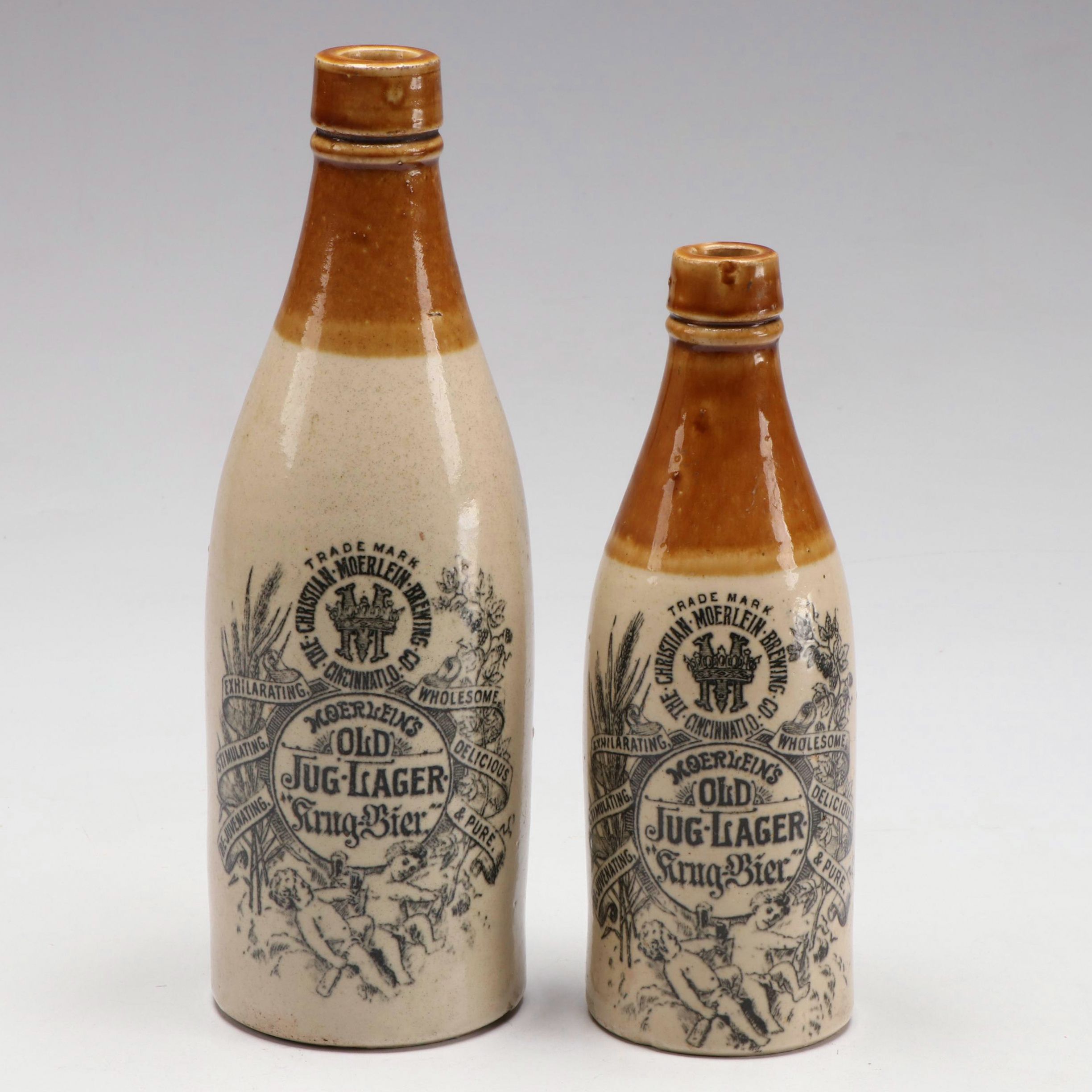 Christian Moerlein Stoneware Beer Bottles, Late 19th/Early 20th C.