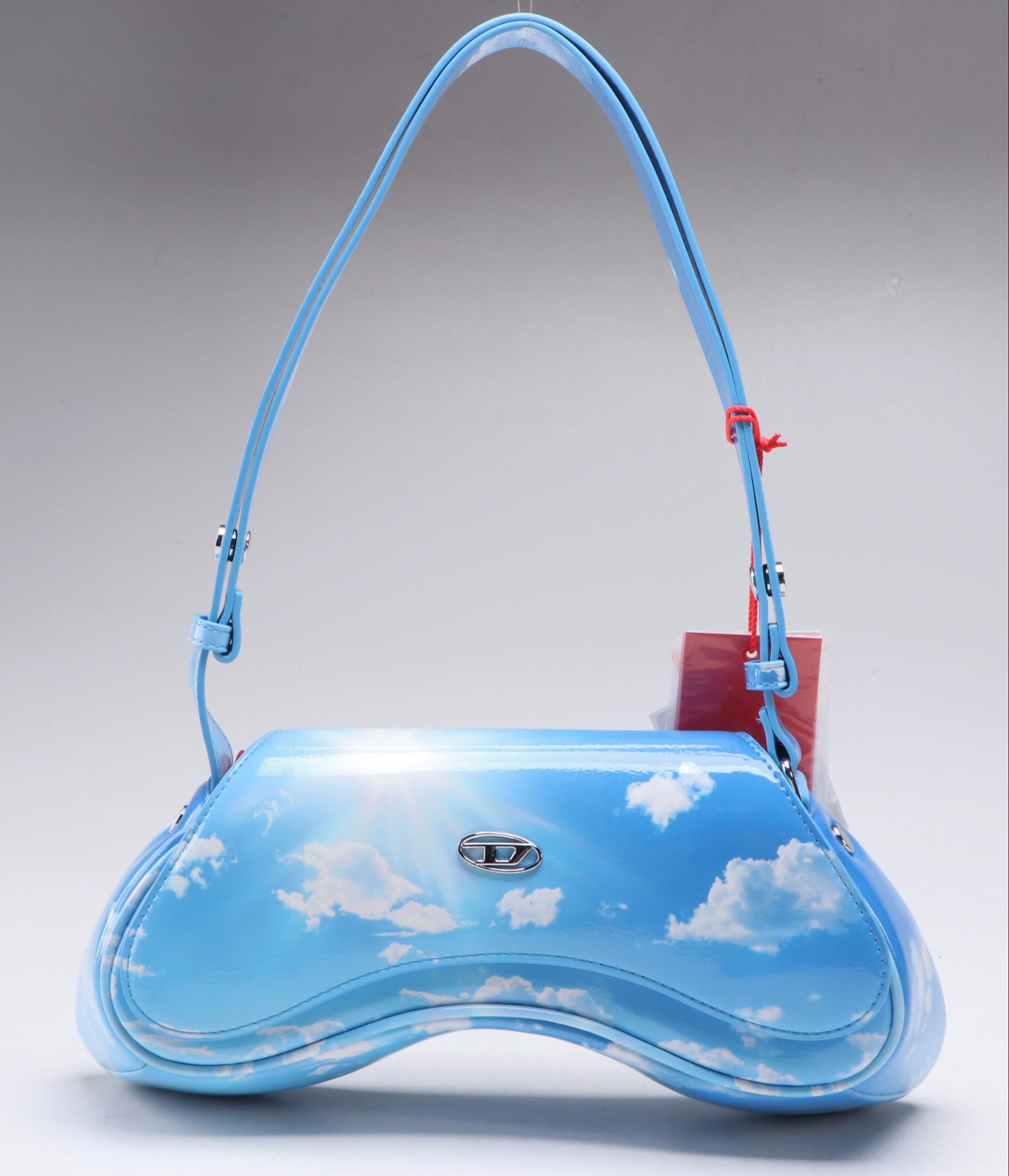 Diesel Blue Play Cloud Print Flap-Front Shoulder Bag with Tags