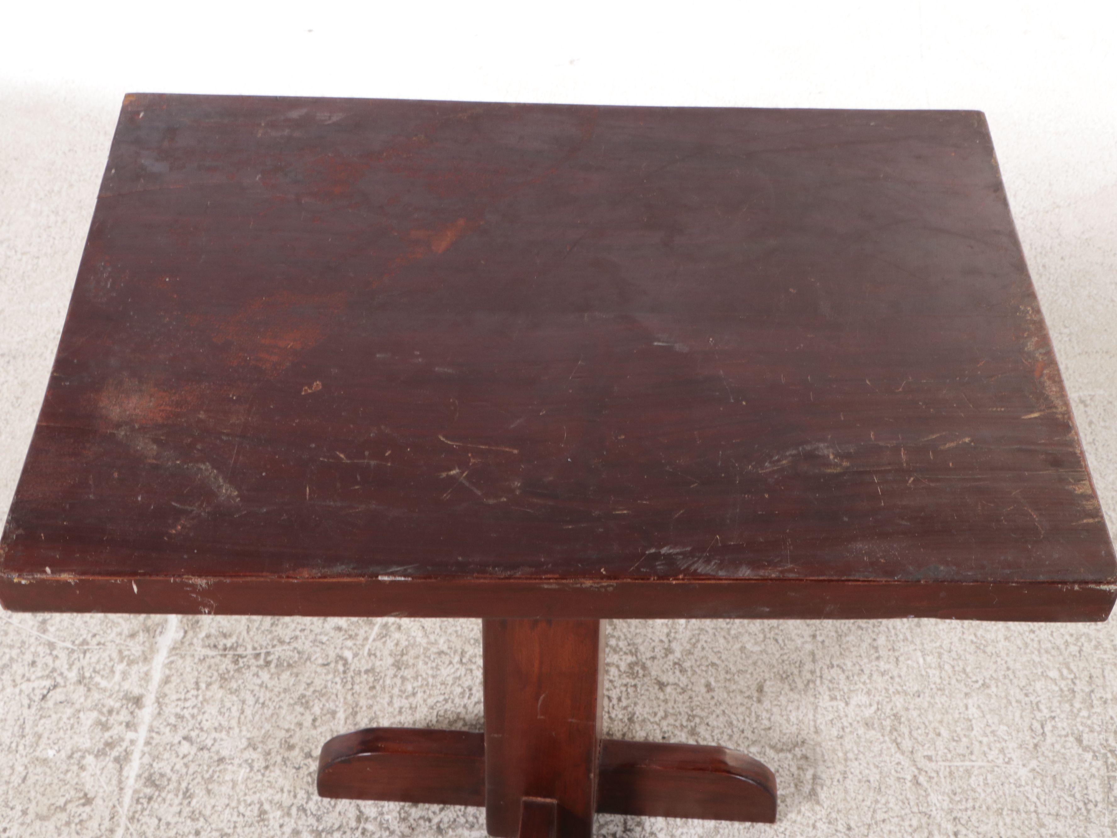 Walnut Finish Wooden Pedestal Dining Table