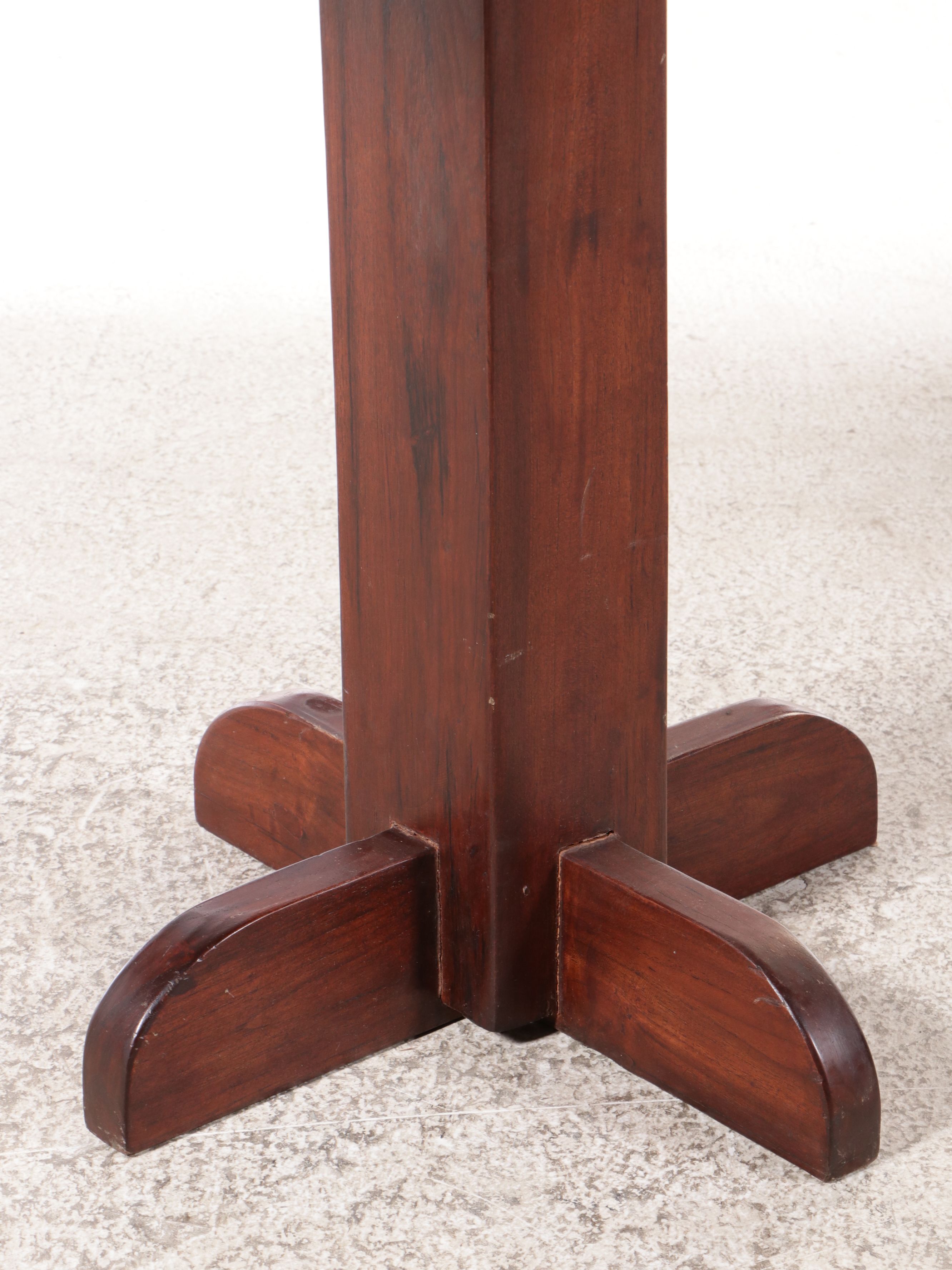 Walnut Finish Wooden Pedestal Dining Table