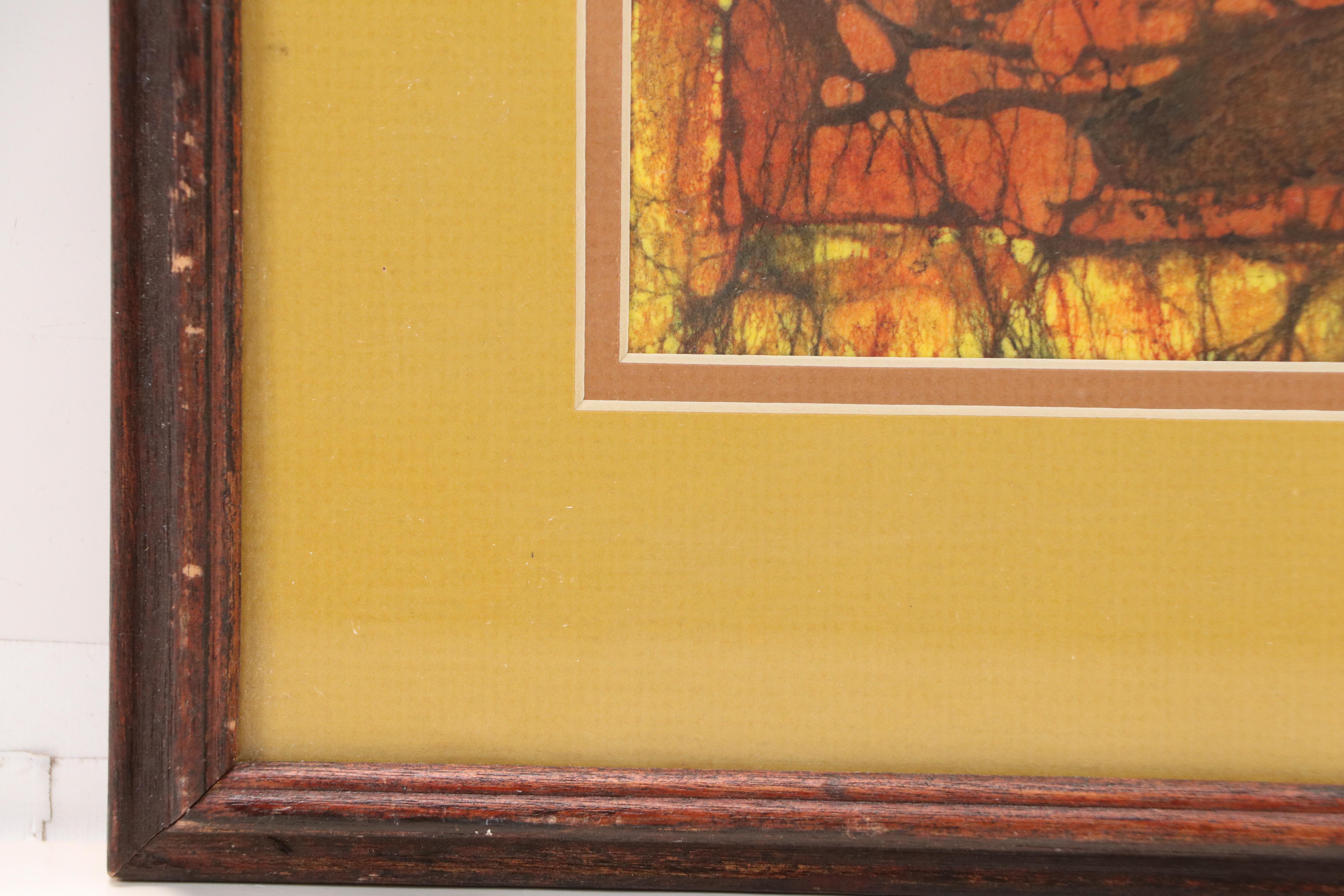 Abstract Batik Style Watercolors With Silhouetted Figures, Late 20th Century