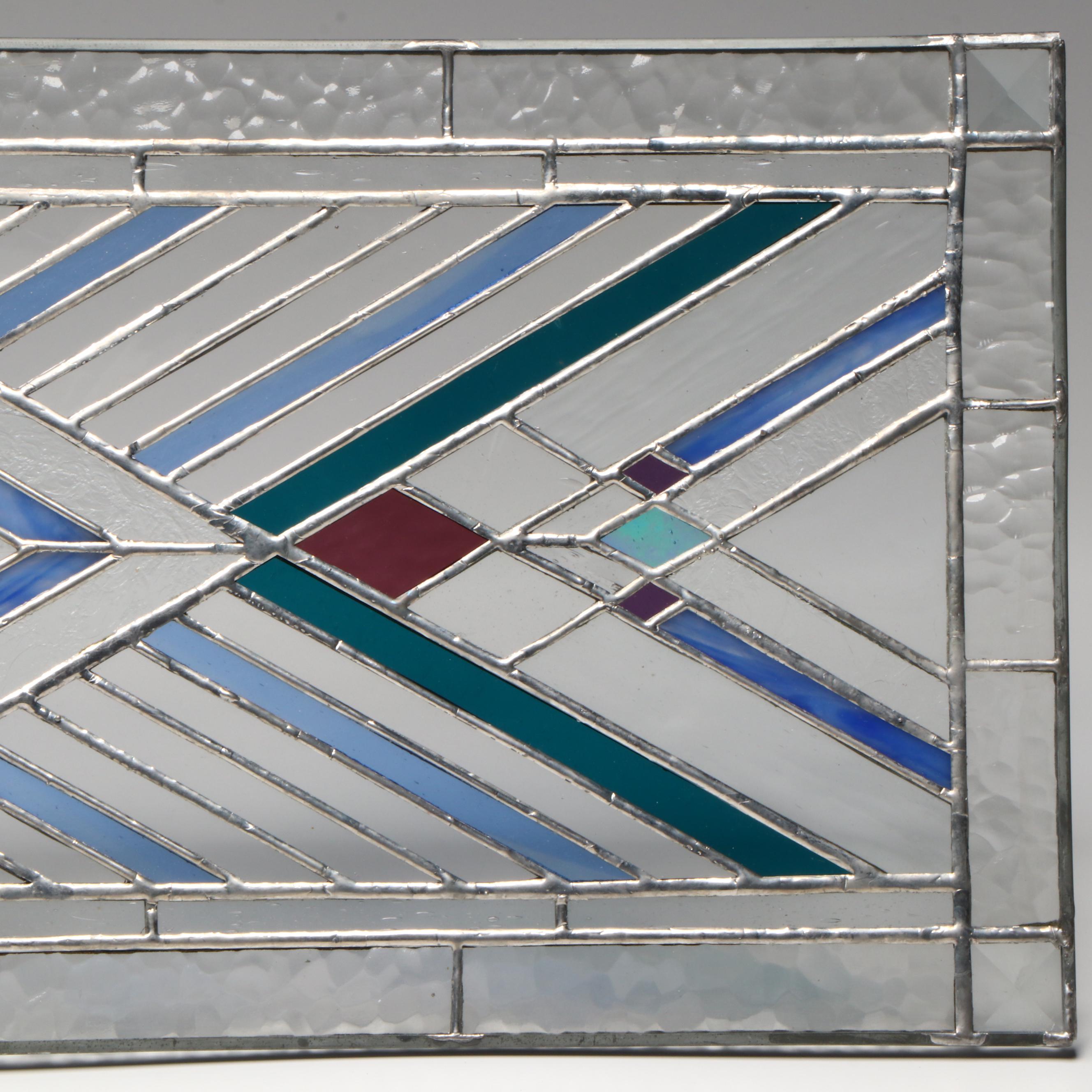 Prairie Style Geometric Stained Glass Panel