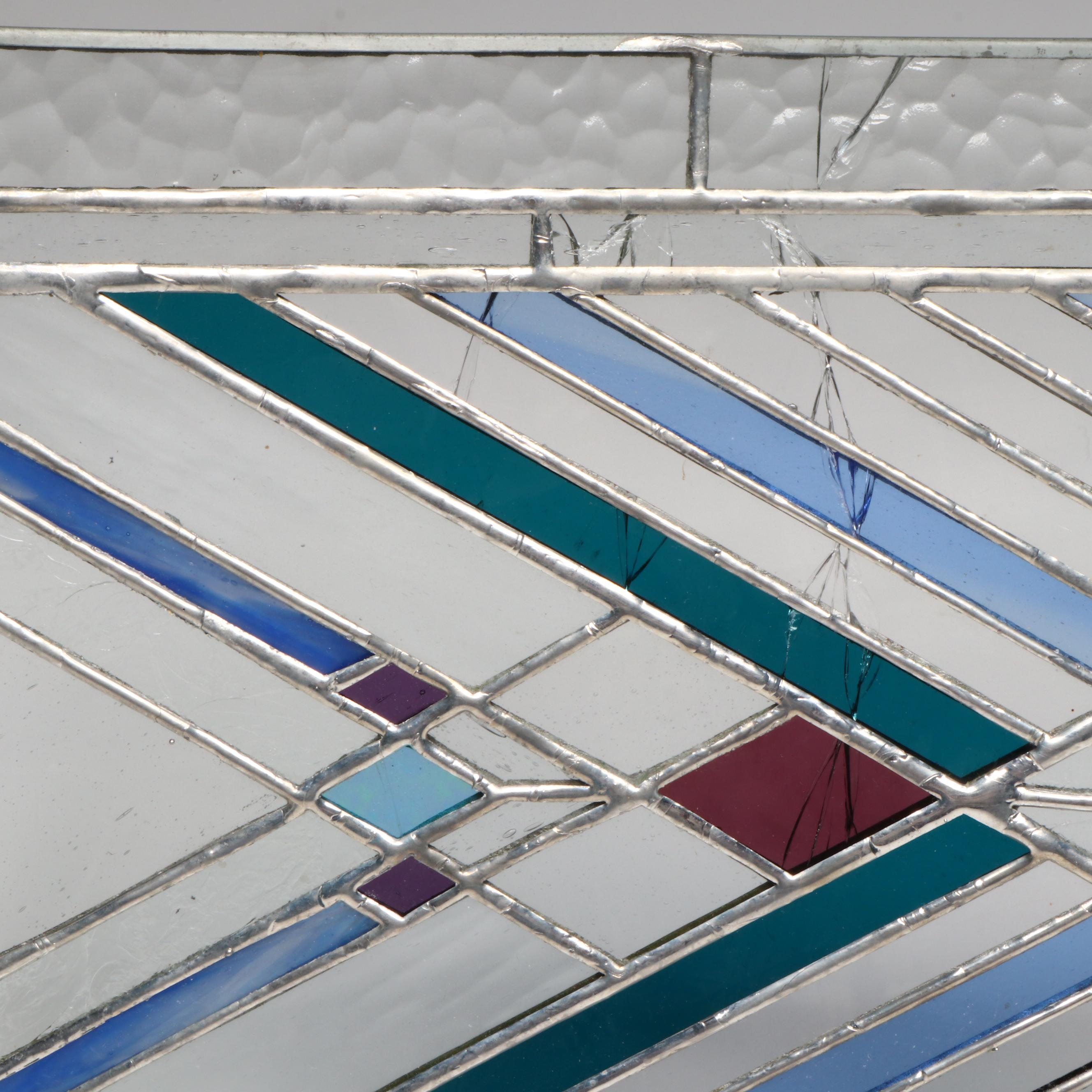 Prairie Style Geometric Stained Glass Panel