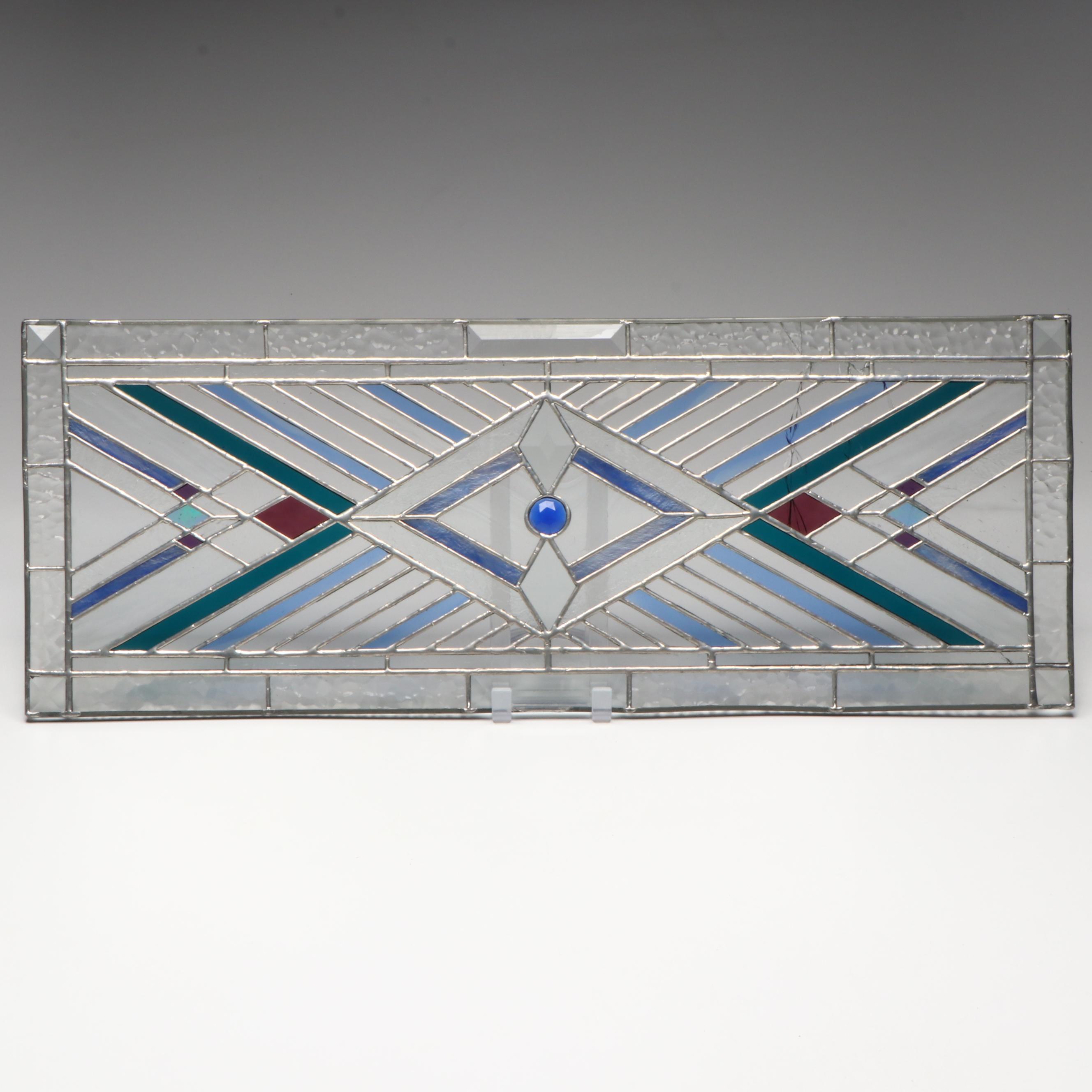 Prairie Style Geometric Stained Glass Panel