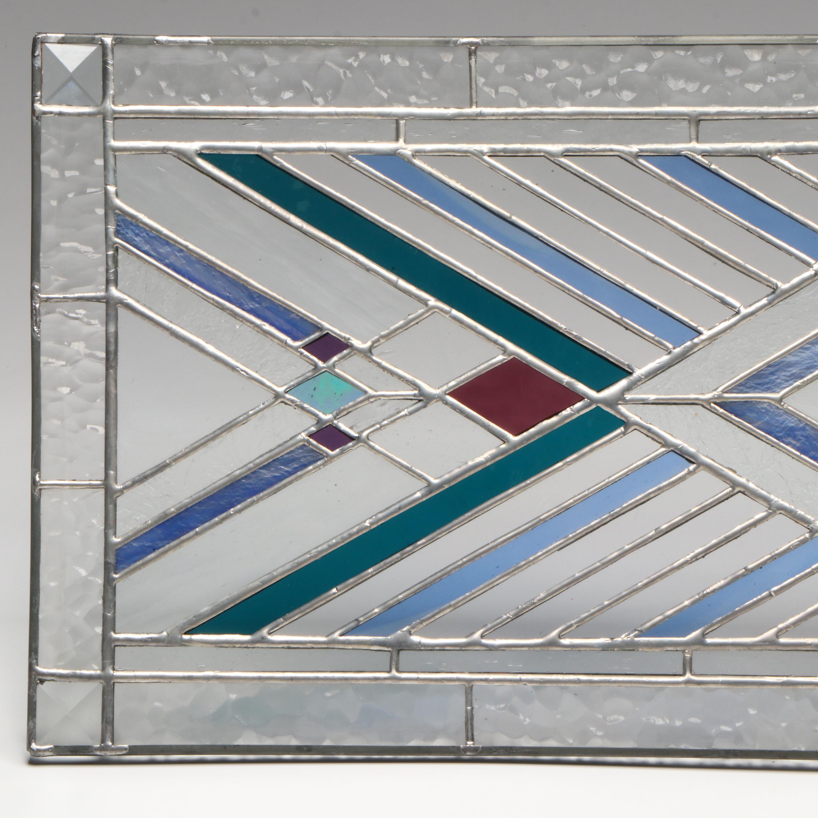 Prairie Style Geometric Stained Glass Panel