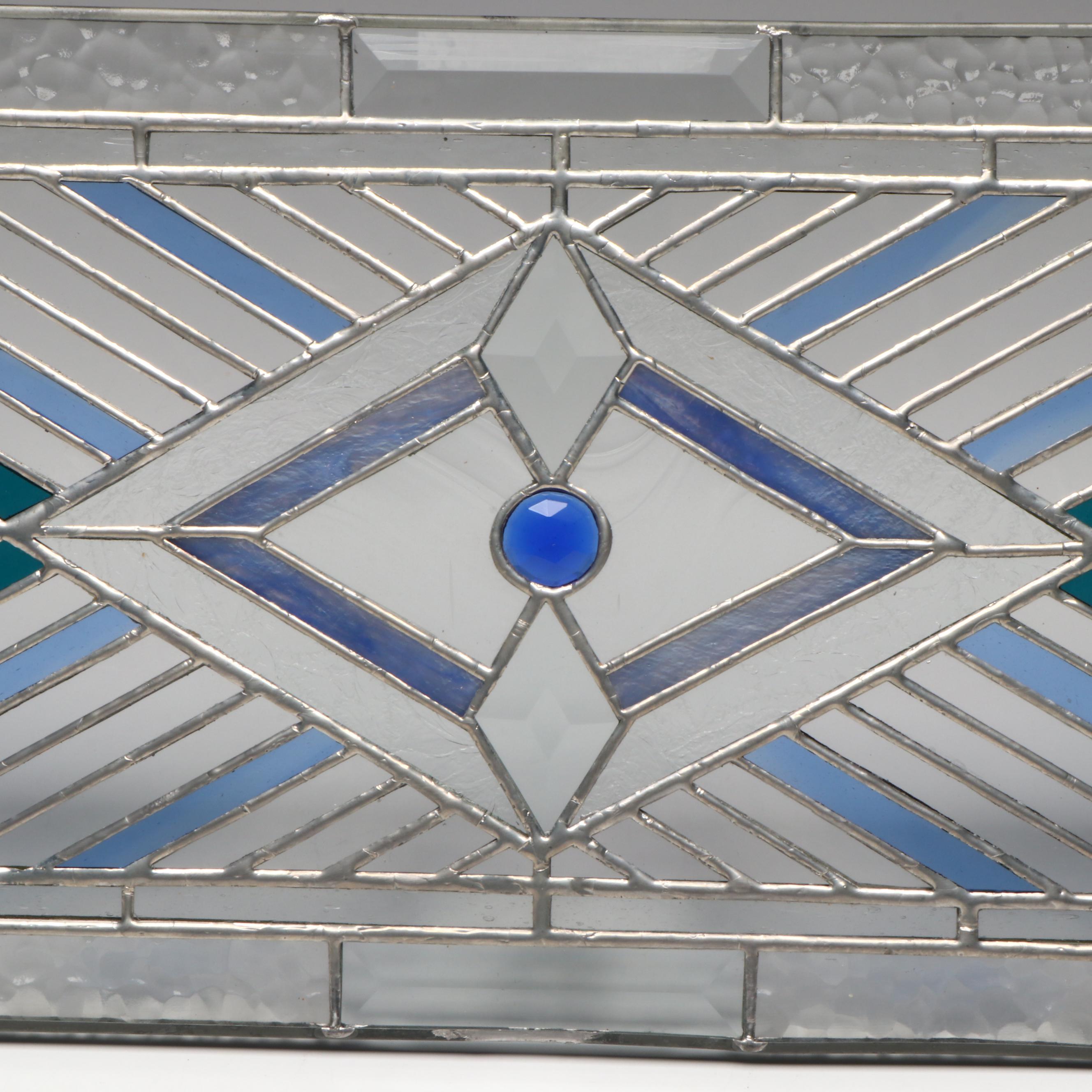 Prairie Style Geometric Stained Glass Panel