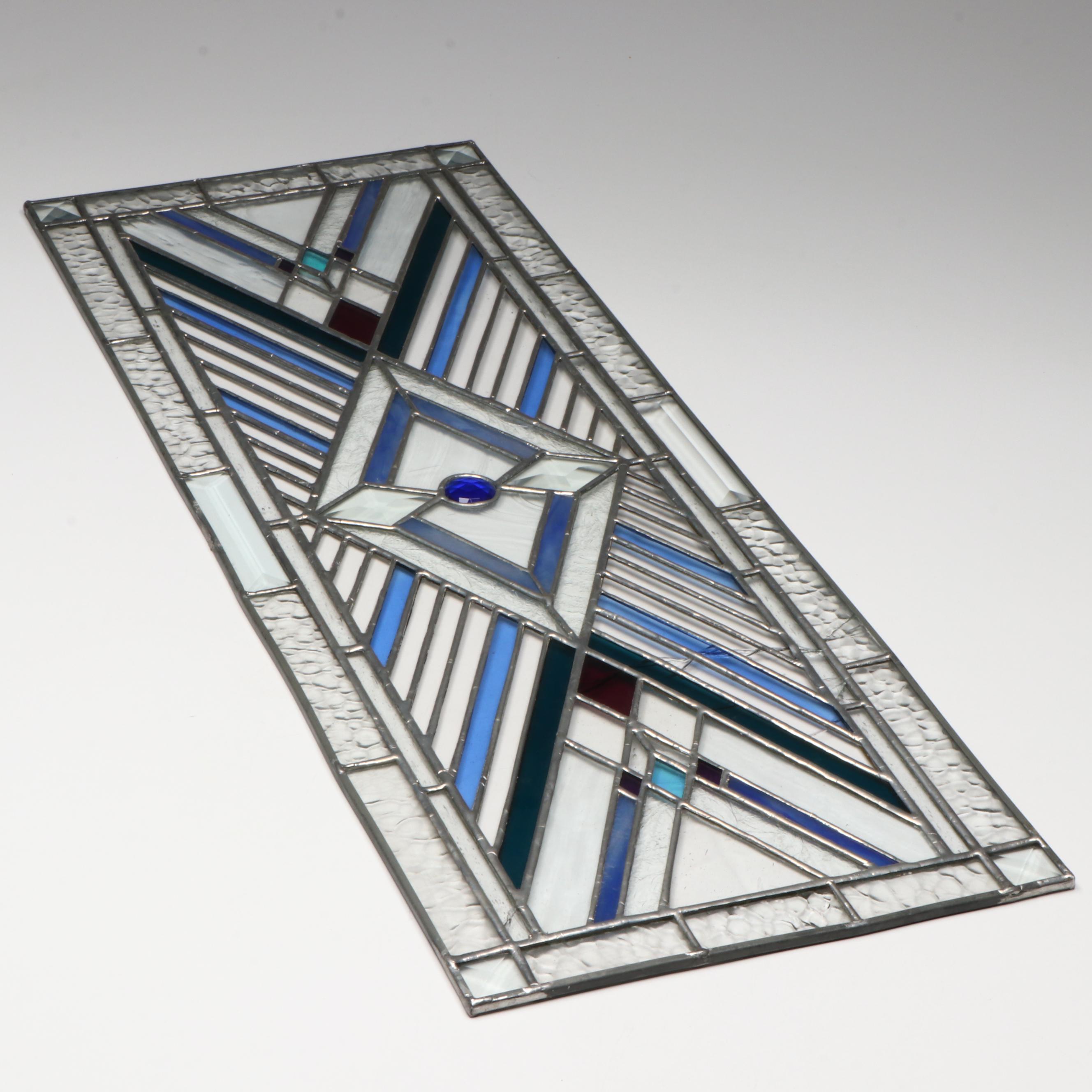 Prairie Style Geometric Stained Glass Panel
