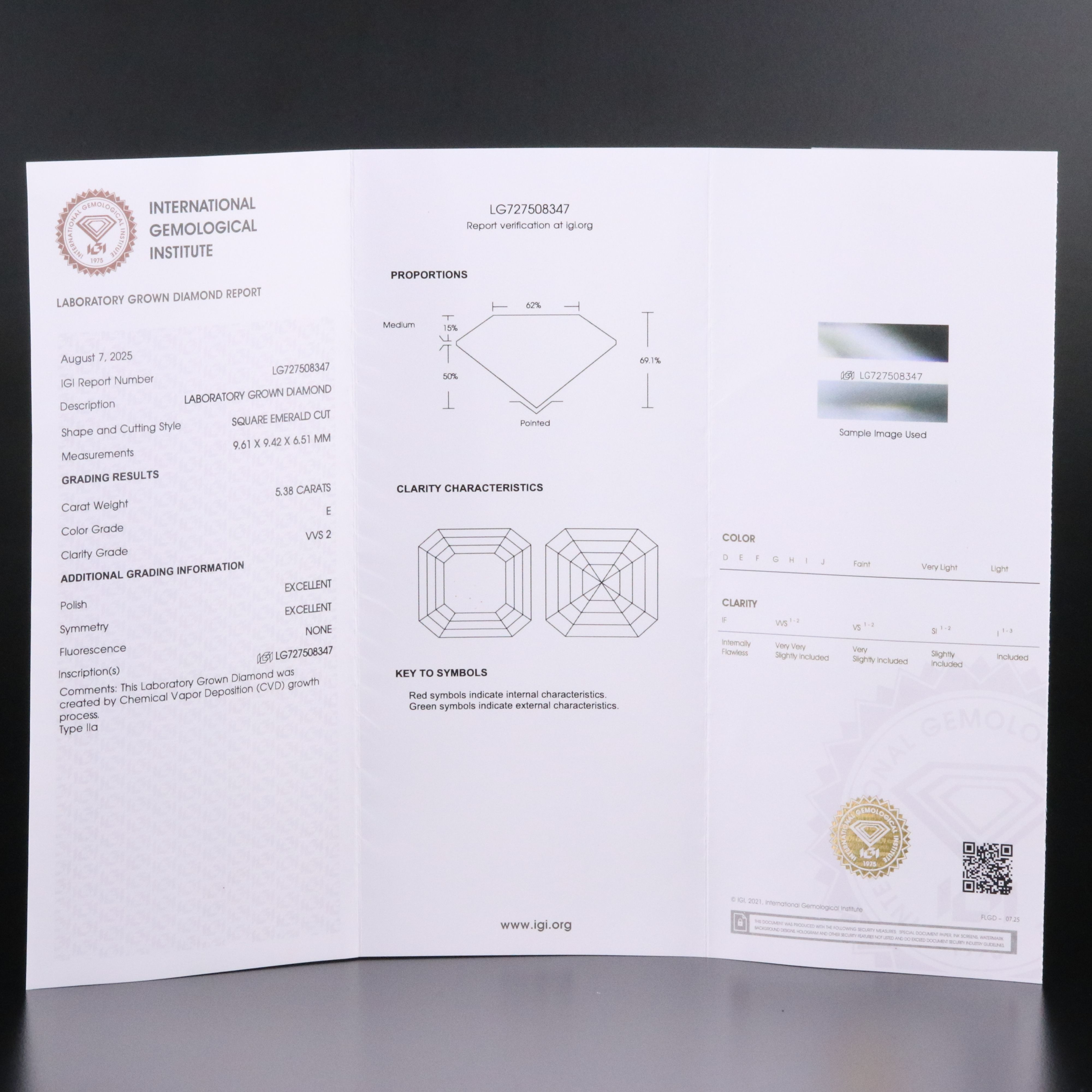 14K 5.38 CT Lab Grown Diamond Solitaire Ring with IGI Report