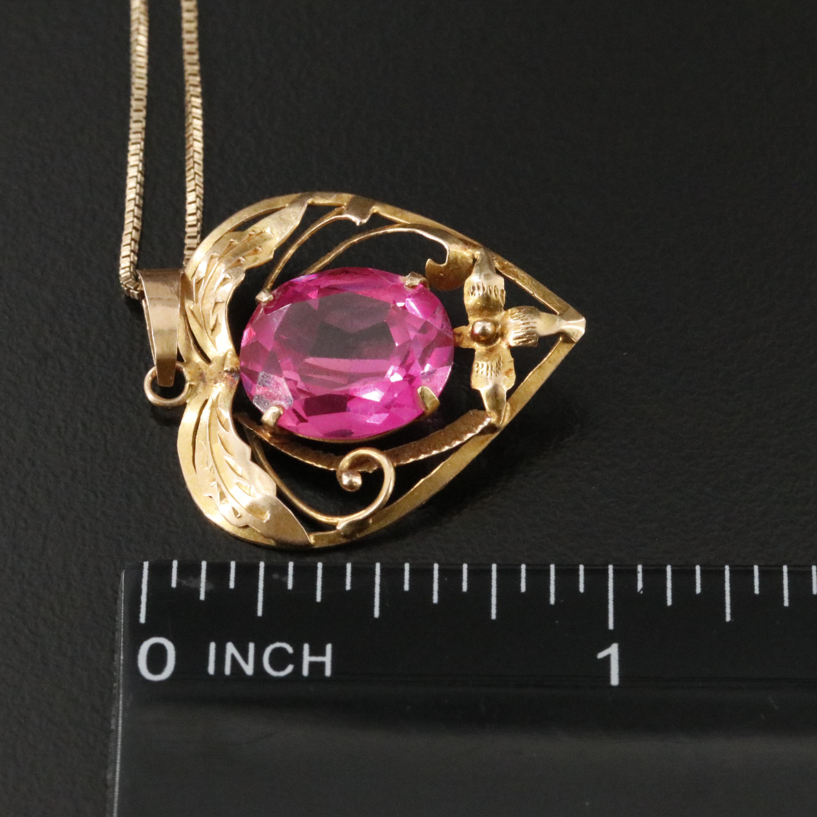 14K Pink Sapphire Heart Pendant Necklace